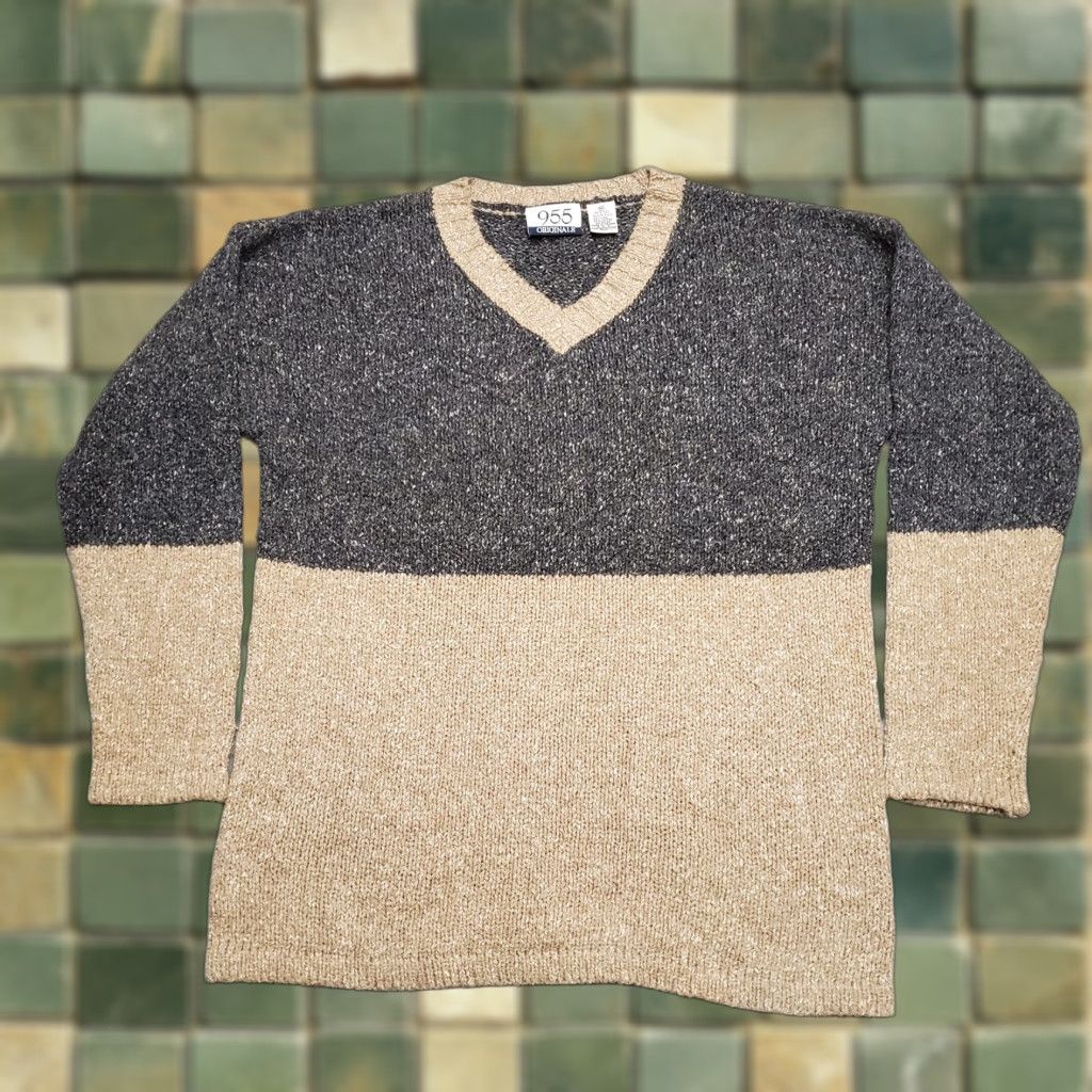 Vintage VINTAGE 955 Originals Sweater Men M Beige Wool Blend V-Neck Pullover Casual 955 Originals Mens Long Sleeve Knit Solid Classic Modern Size US M / EU 48-50 / 2 - 1 Thumbnail
