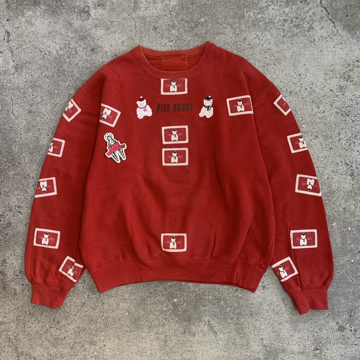 SWEATER SHIRT PINK HOUSE PATCH WORK