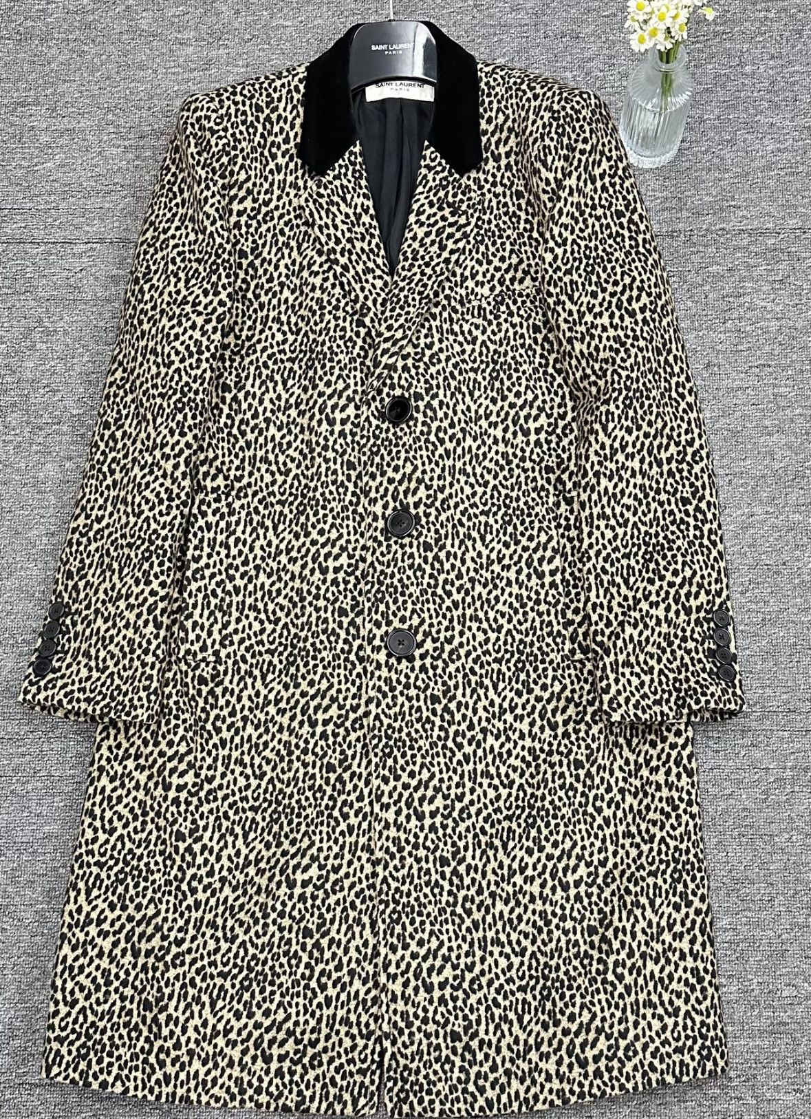 image of Saint Laurent Paris Saint Laurent Leopard-Print Coat, Men's (Size 2XL)