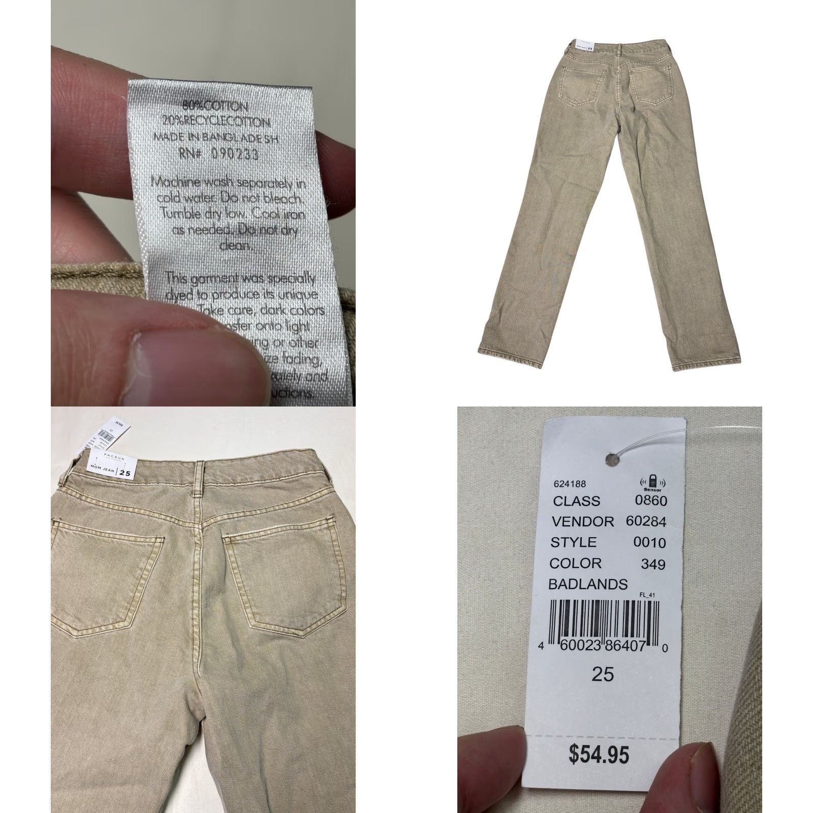 Pacsun VINTAGE PacSun Mom Jeans Tan Size 25X28 High Rise Straight Leg Casual Pants Size 42" / US 20 - 8 Thumbnail