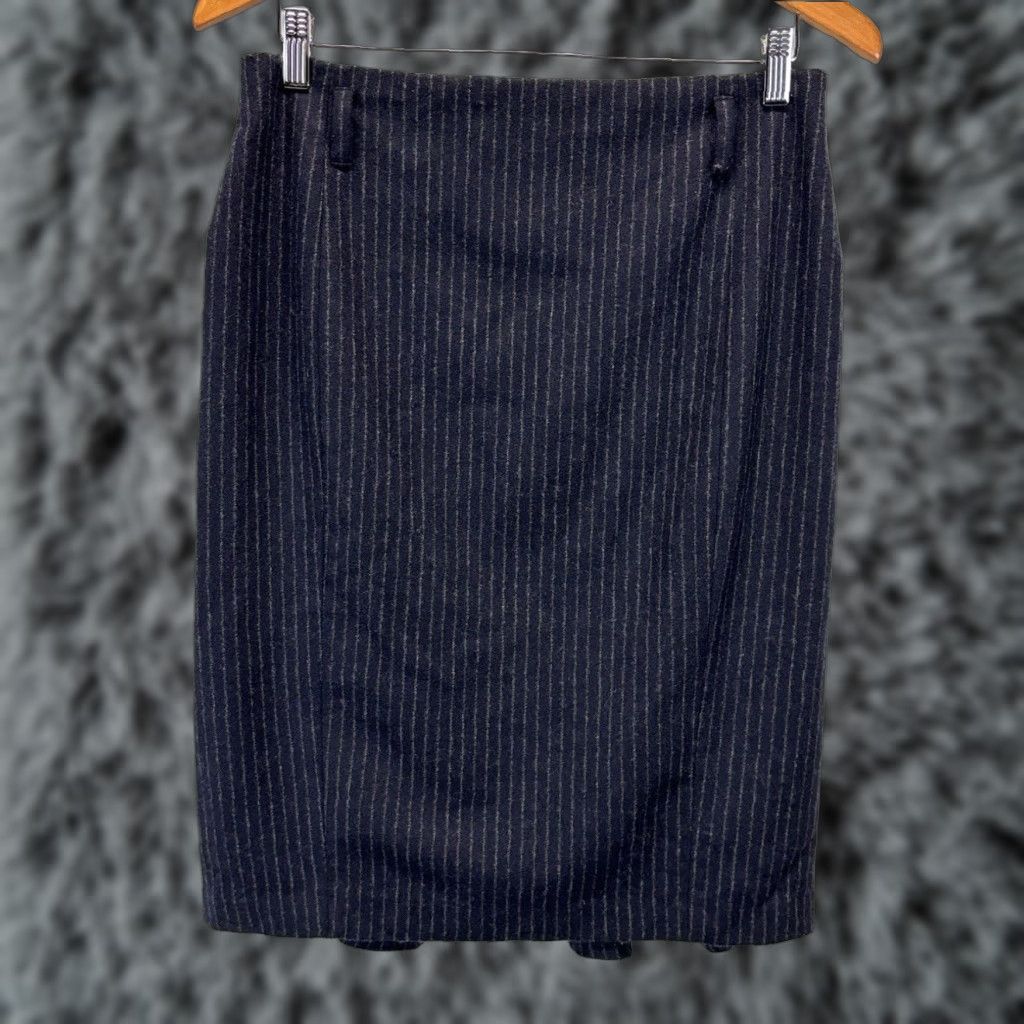 Ralph Lauren Ralph Lauren Rugby Wool Skirt, Size 8, Navy Blue, Pinstripe, Lined, Womens Size 30" / US 8 / IT 44 - 1 Thumbnail