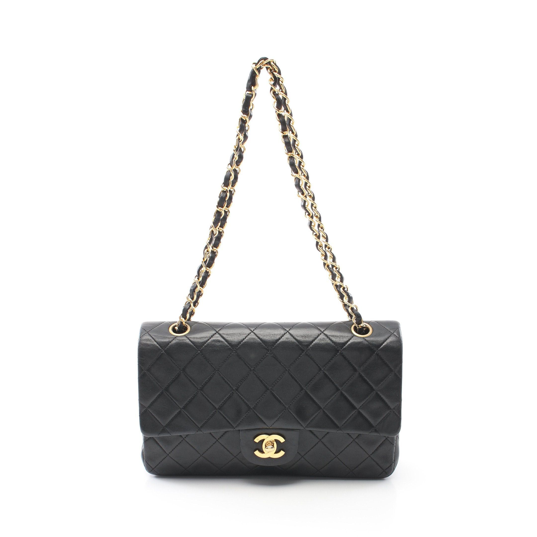 Chanel Chanel Matelasse Double Flap Chain Shoulder Bag Lambskin Black Gold Hardware Size ONE SIZE - 1 Thumbnail