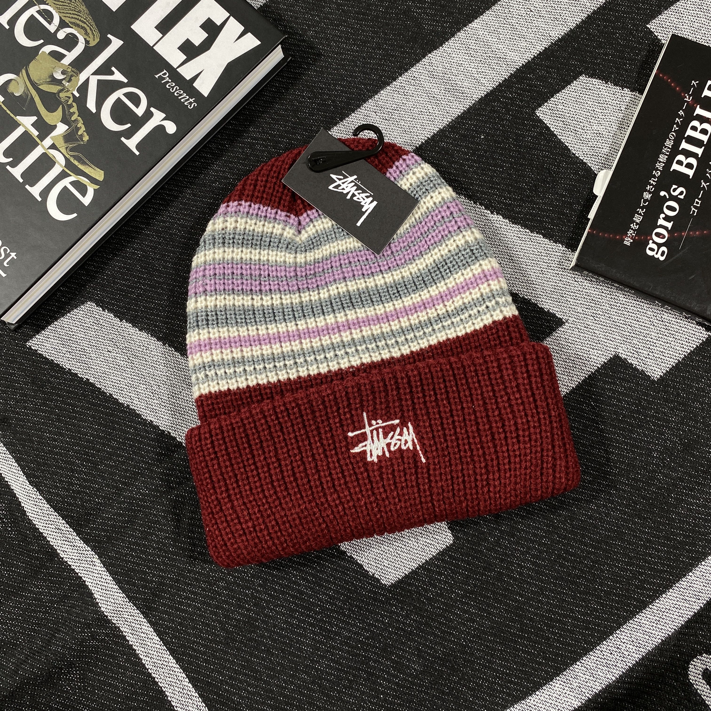 STUSSY VERTICAL STRIPE CUFF BEANIE HAT BLUE - OS | eBay