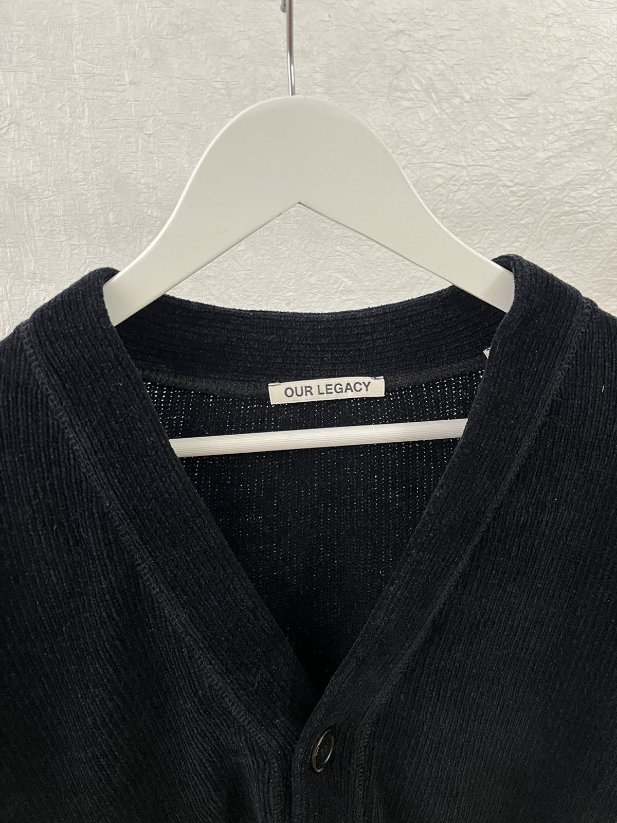Our Legacy Our Legacy flatlock charcoal chenille cardigan Size US M / EU 48-50 / 2 - 3 Thumbnail