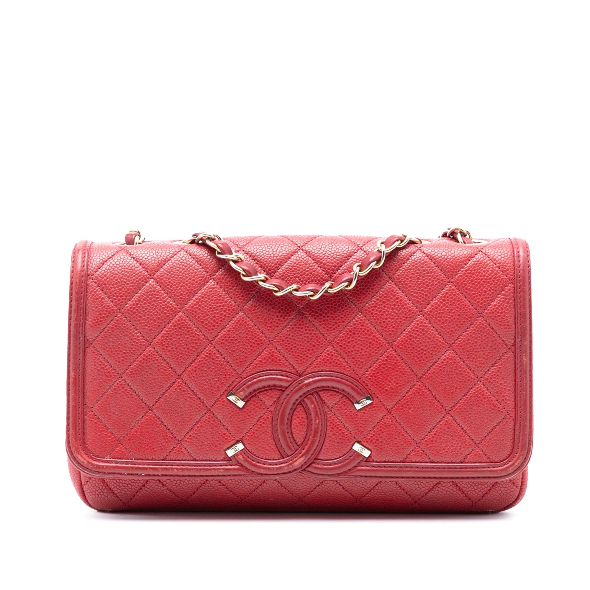 Medium Quilted Caviar CC Filigree Flap