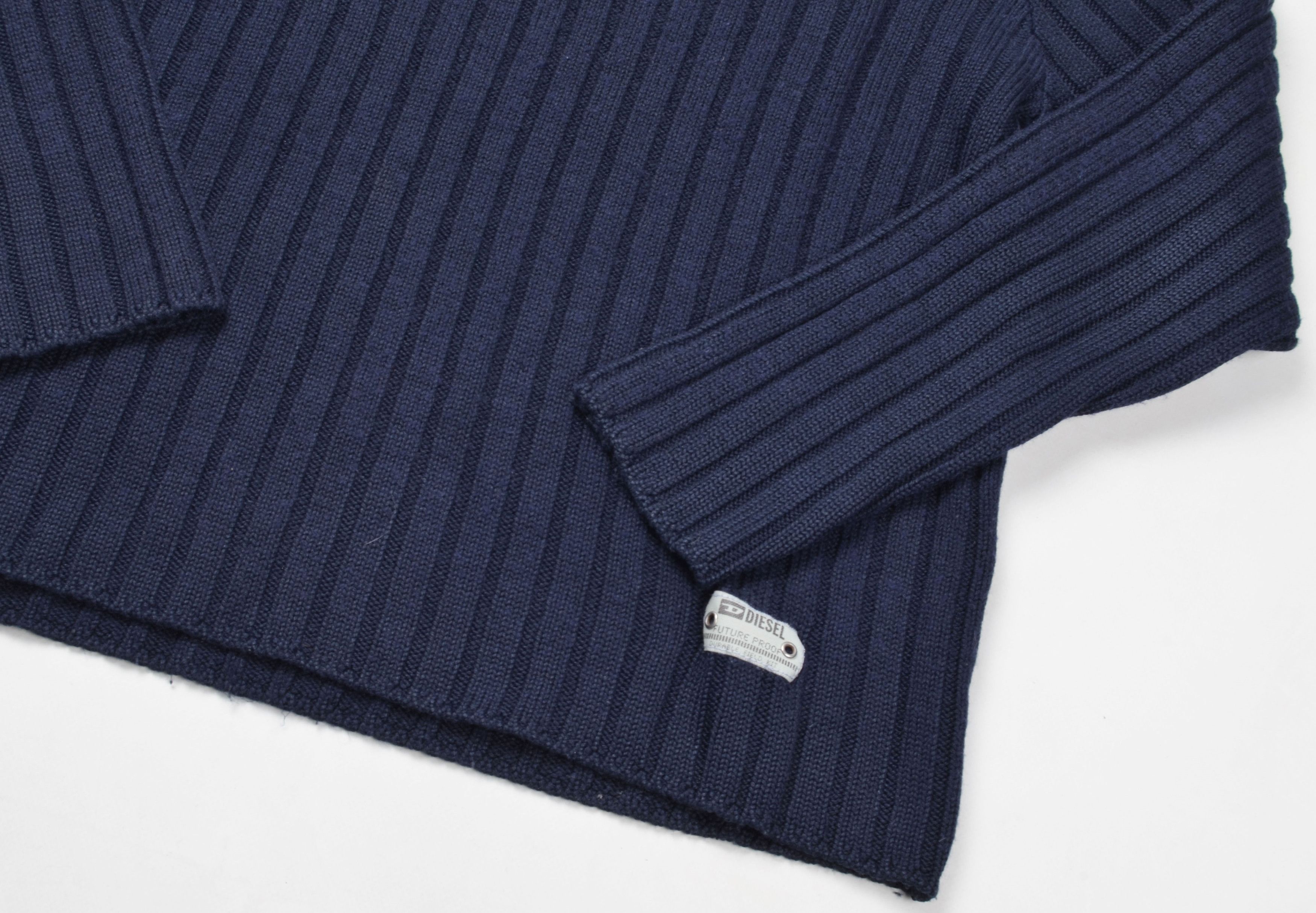Diesel Vintage Diesel Y2K Ribbed Turtleneck Wool Blend Navy Sweater Size US M / EU 48-50 / 2 - 3 Thumbnail