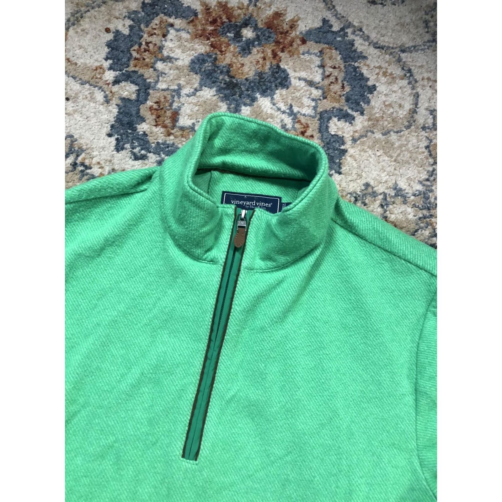 Vineyard Vines Vineyard Vines Sweatshirt Mens M Green 1/4 Zip Mock Neck Knit Pullover Size US M / EU 48-50 / 2 - 6 Thumbnail
