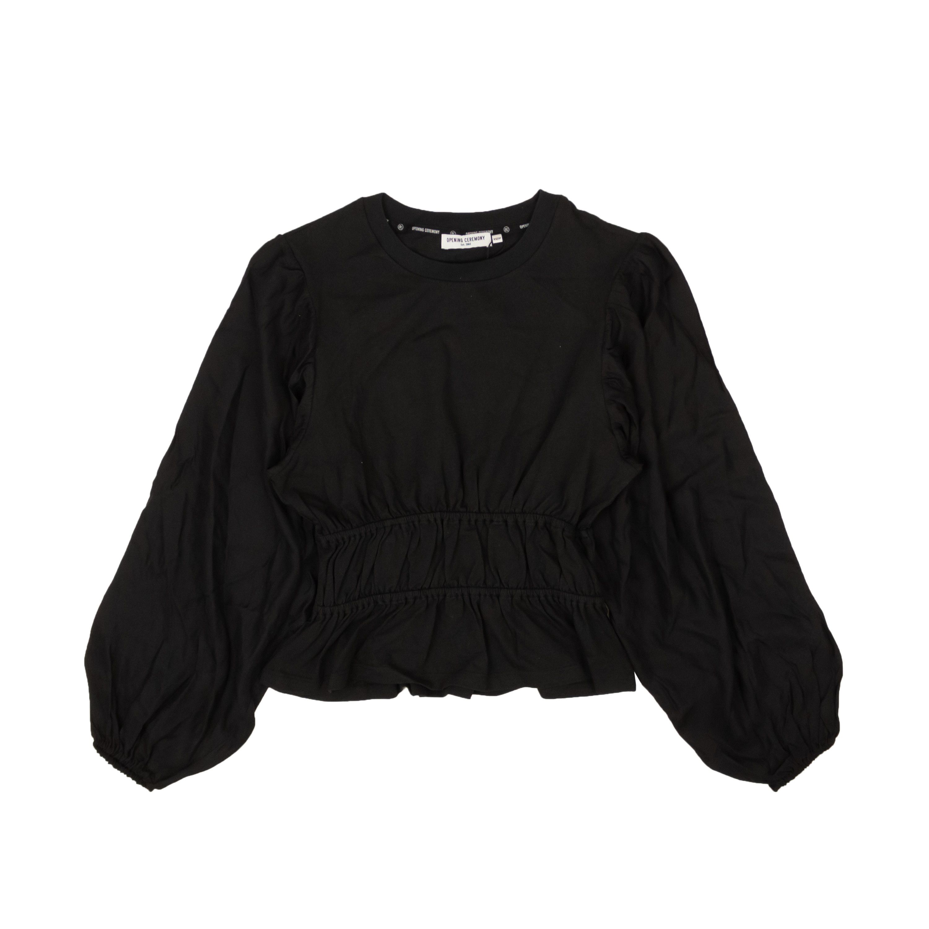 image of Opening Ceremony Black Silk Long Sleeve Blouse Top Size Xs, Women's