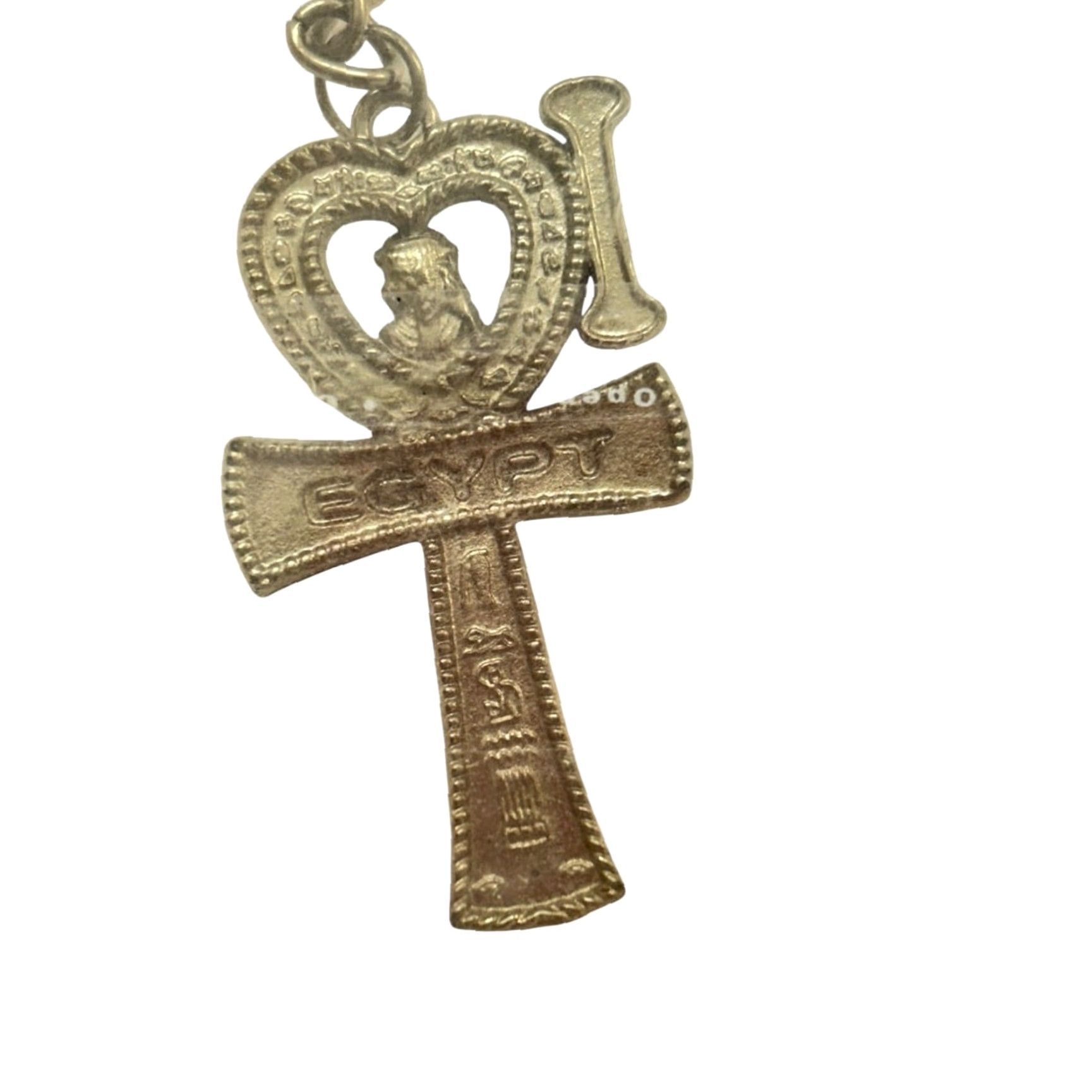 Vintage Souvenir I Love Egypt Key Ring Keychain Silvertone Red Women Size ONE SIZE - 4 Thumbnail