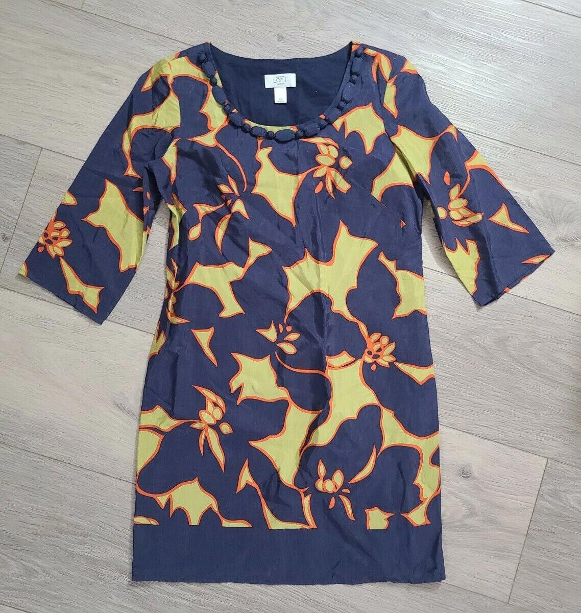 Designer Ann Taylor Loft Dress 2p Petite Mod Floral Short Size XS / US 0-2 / IT 36-38 - 1 Thumbnail