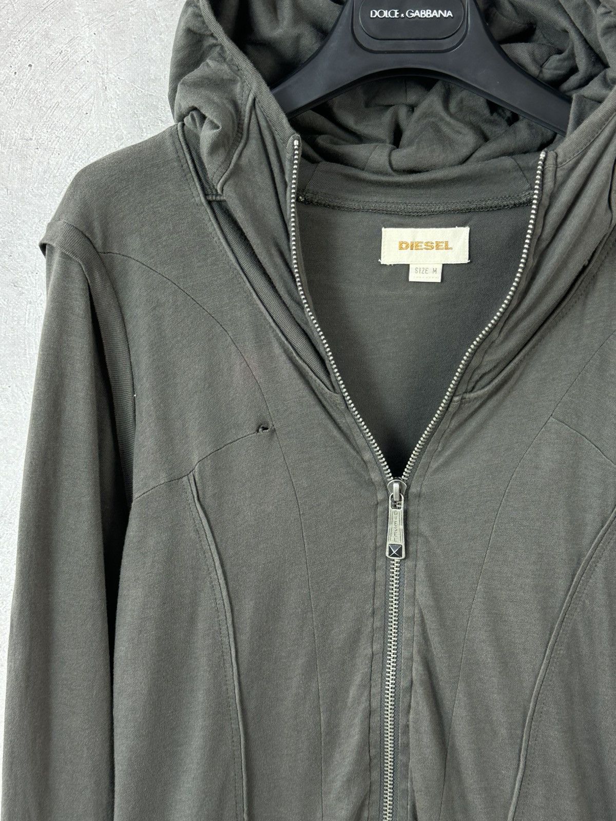 Diesel Vintage Diesel Embroidered Grey Full Zip Hooded Dress Size M / US 6-8 / IT 42-44 - 3 Thumbnail