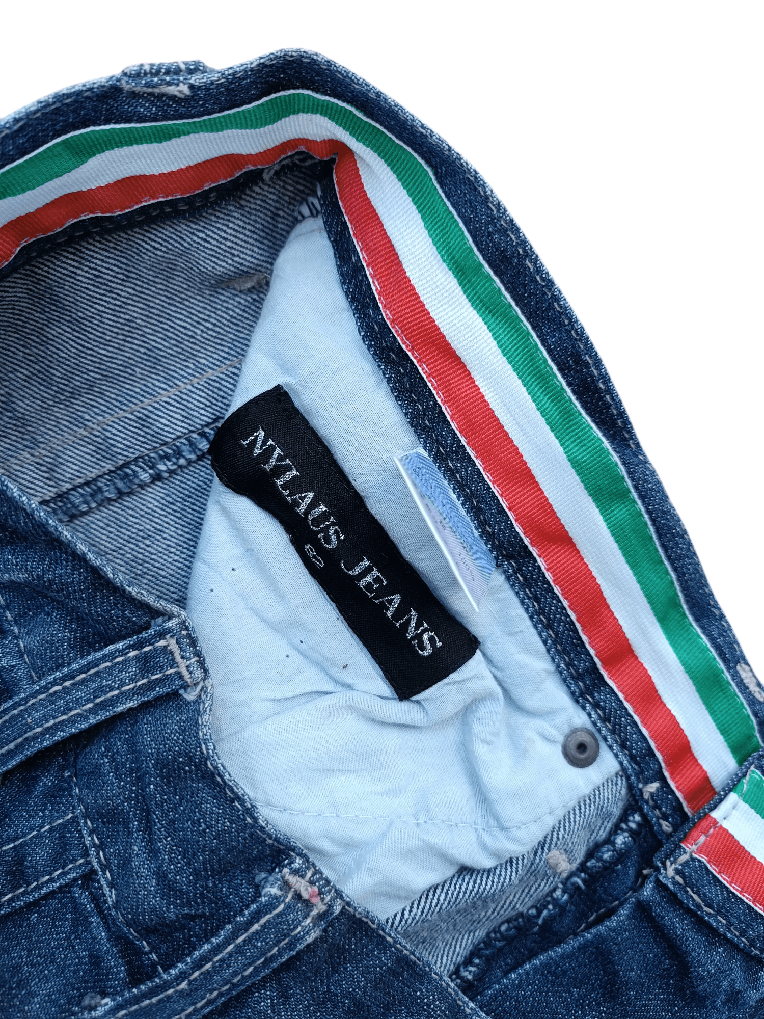 Japanese Brand NYLAUS JEANS DISTRESSED WHISKERS FADED STUD DENIM Size US 31 - 11 Thumbnail