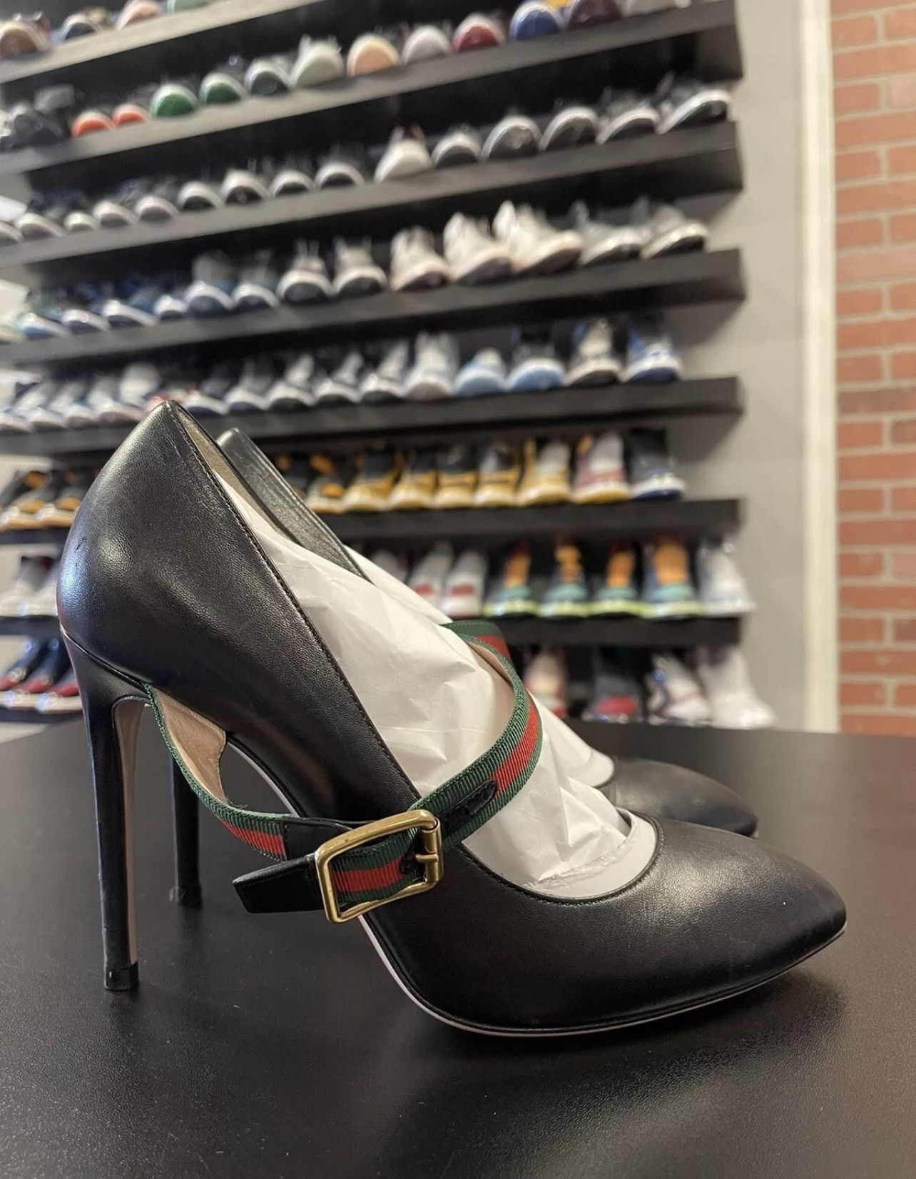Gucci Size 8US/38EU - Gucci Black Leather Sylvie Mary Jane Pumps Size US 8 / IT 38 - 3 Thumbnail