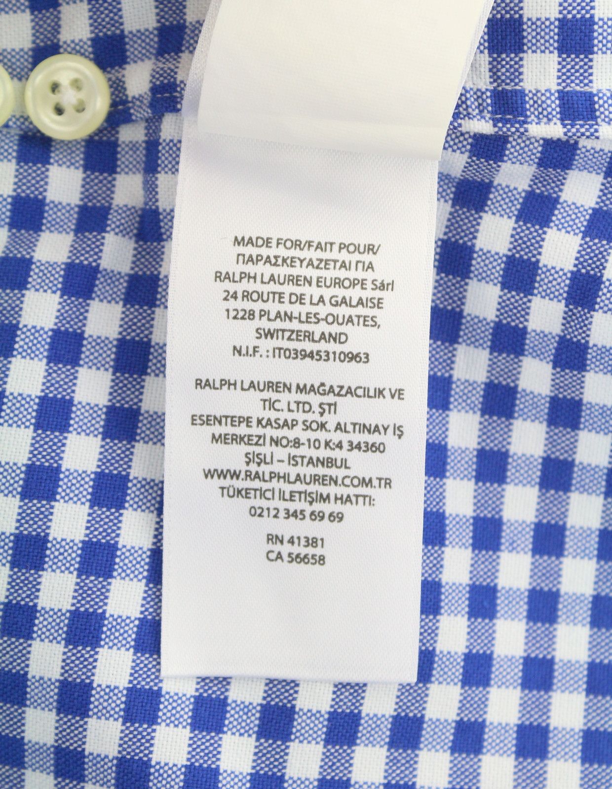 Ralph Lauren CORE REPLEN 2XL Blue Check Button-Down Neck Casual 87008 Size US XXL / EU 58 / 5 - 10 Thumbnail