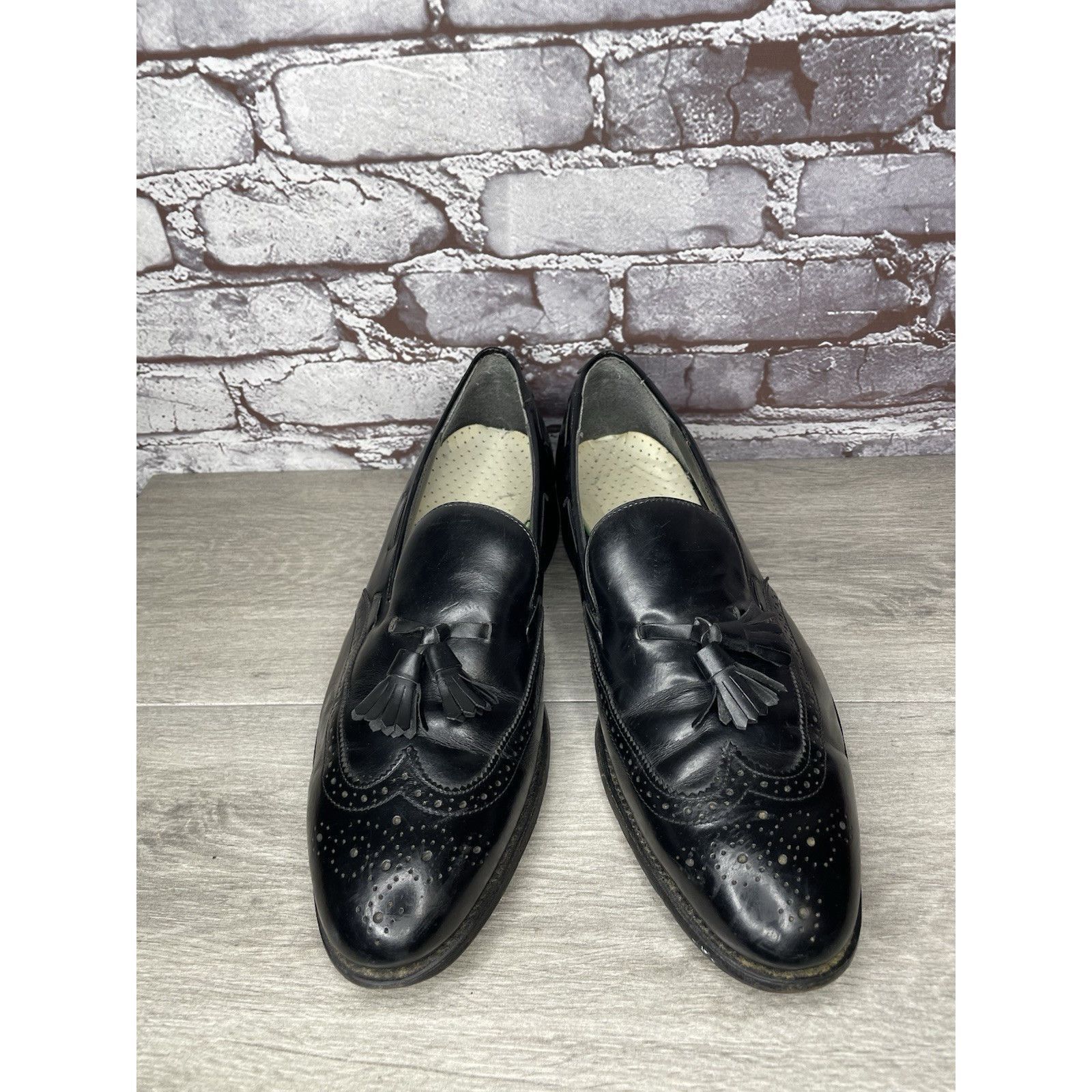 JOHN LAWRENCE SULLIVAN O'Sullivan Black Leather Wingtip VTG Loafers Dress Shoes Men Size US 12 / EU 45 - 19 Thumbnail