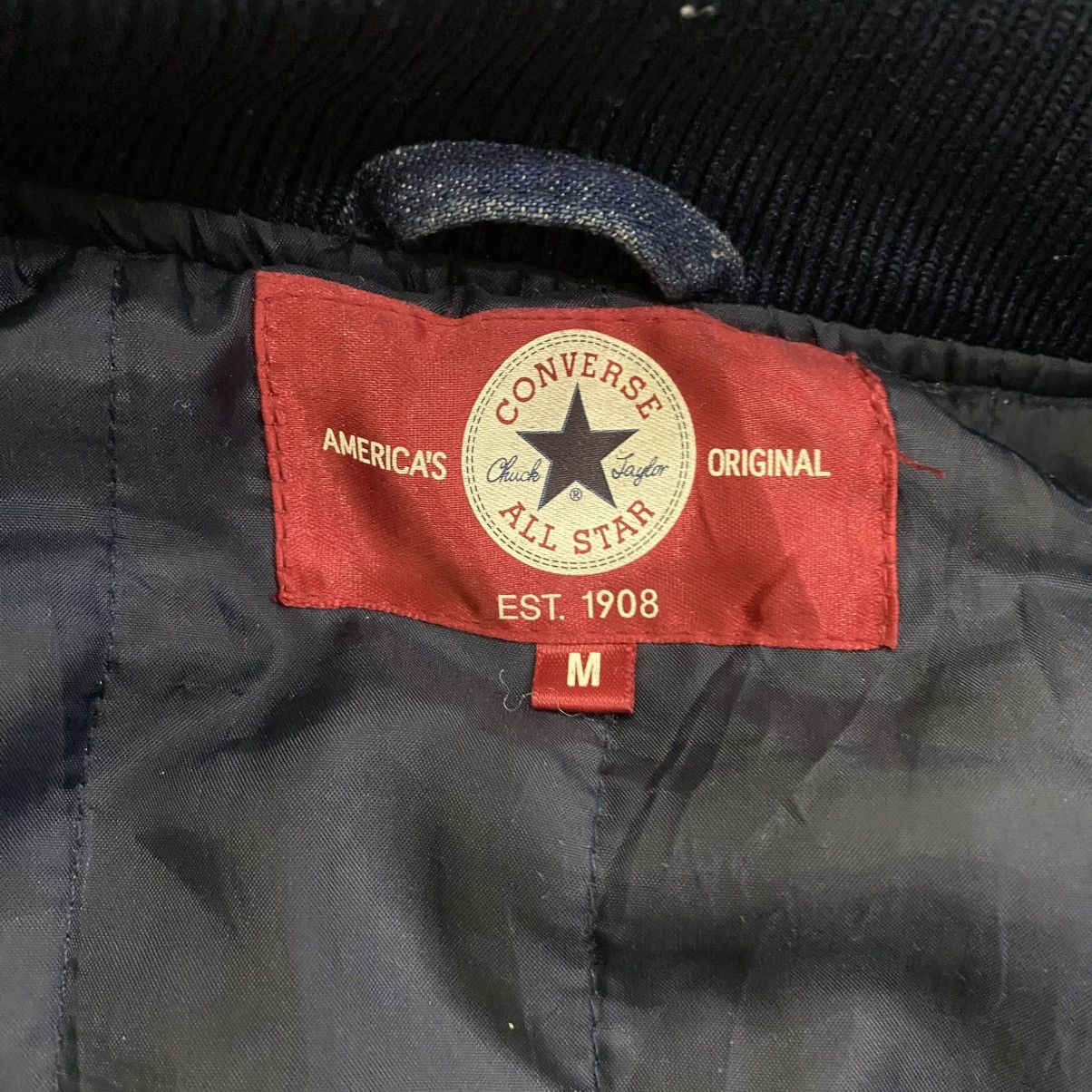 Converse Vintage 90s Converse Denim Bomber Jacket Size US M / EU 48-50 / 2 - 8 Thumbnail