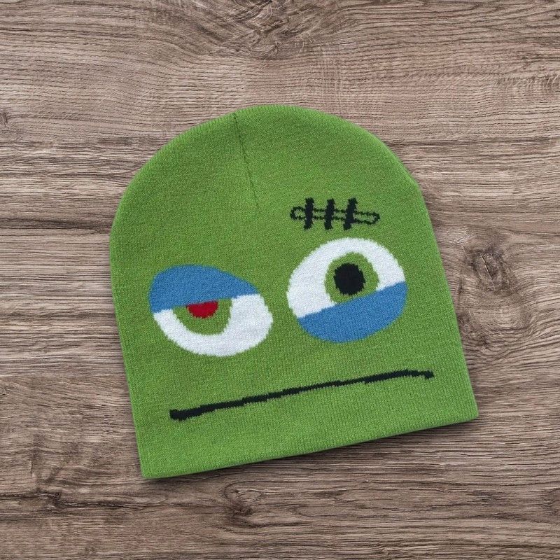 Other Y2K Skater Grunge Monster Beanie | ALT Punk Green Hat Size ONE SIZE - 1 Preview