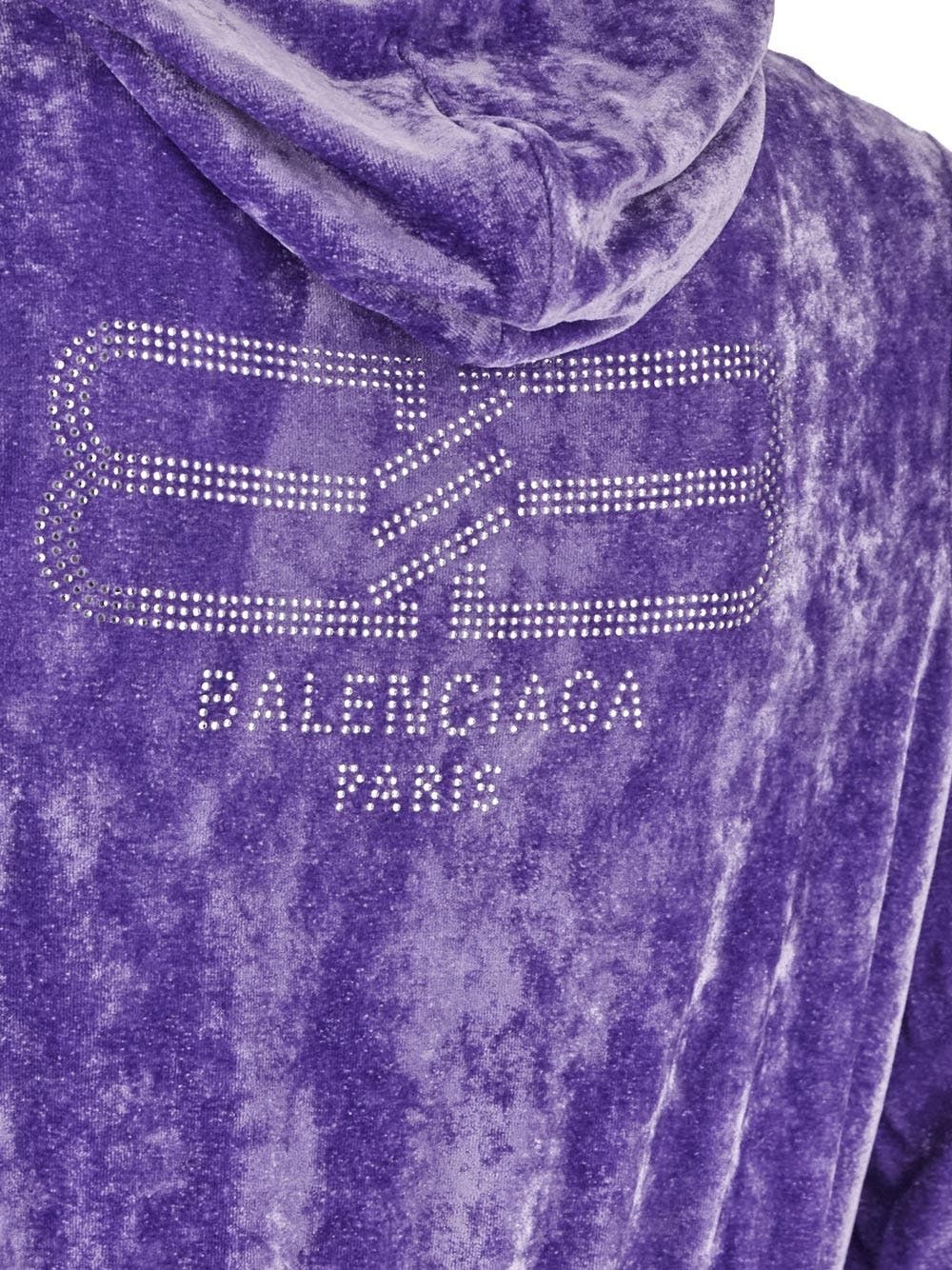 Balenciaga o1y1224 Velvet Hoodie in Purple Size US L / EU 52-54 / 3 - 3 Thumbnail