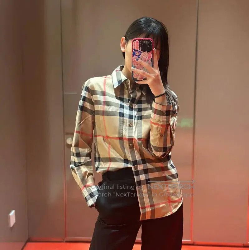 Burberry Burberry Long Sleeve Cotton Shirt in Beige. Size XS / US 0-2 / IT 36-38 - 9 Thumbnail