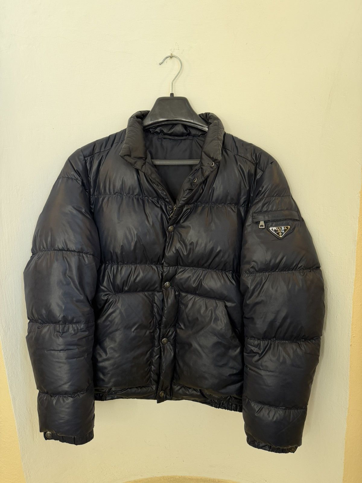 Prada Vintage 00s Prada Puffer Jacket Dark Blue y2k Size M Size US M / EU 48-50 / 2 - 3 Thumbnail