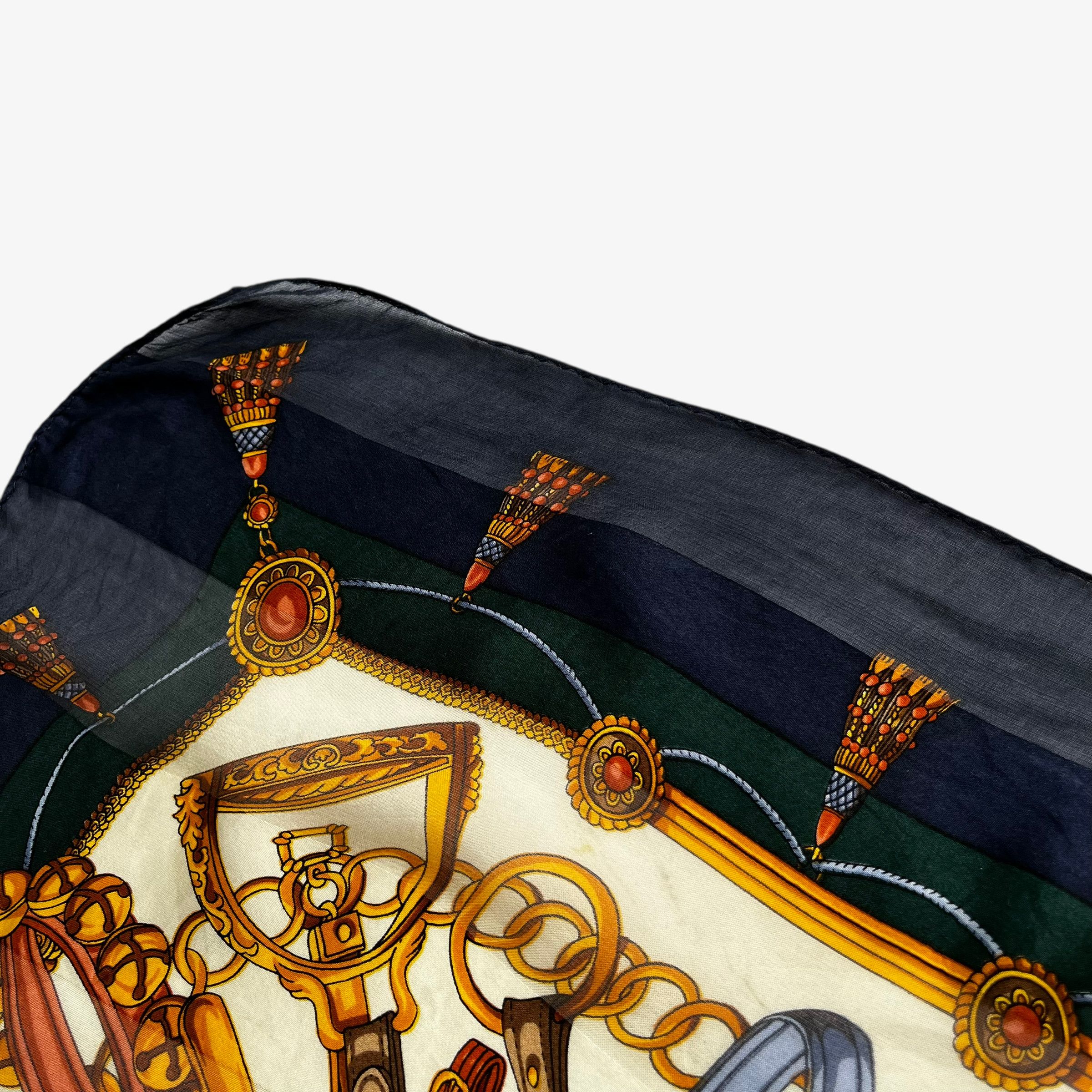 Paolo Gucci Vintage 80s Paolo Gucci Equestrian Horsebit Print Silk Scarf Size ONE SIZE - 5 Thumbnail
