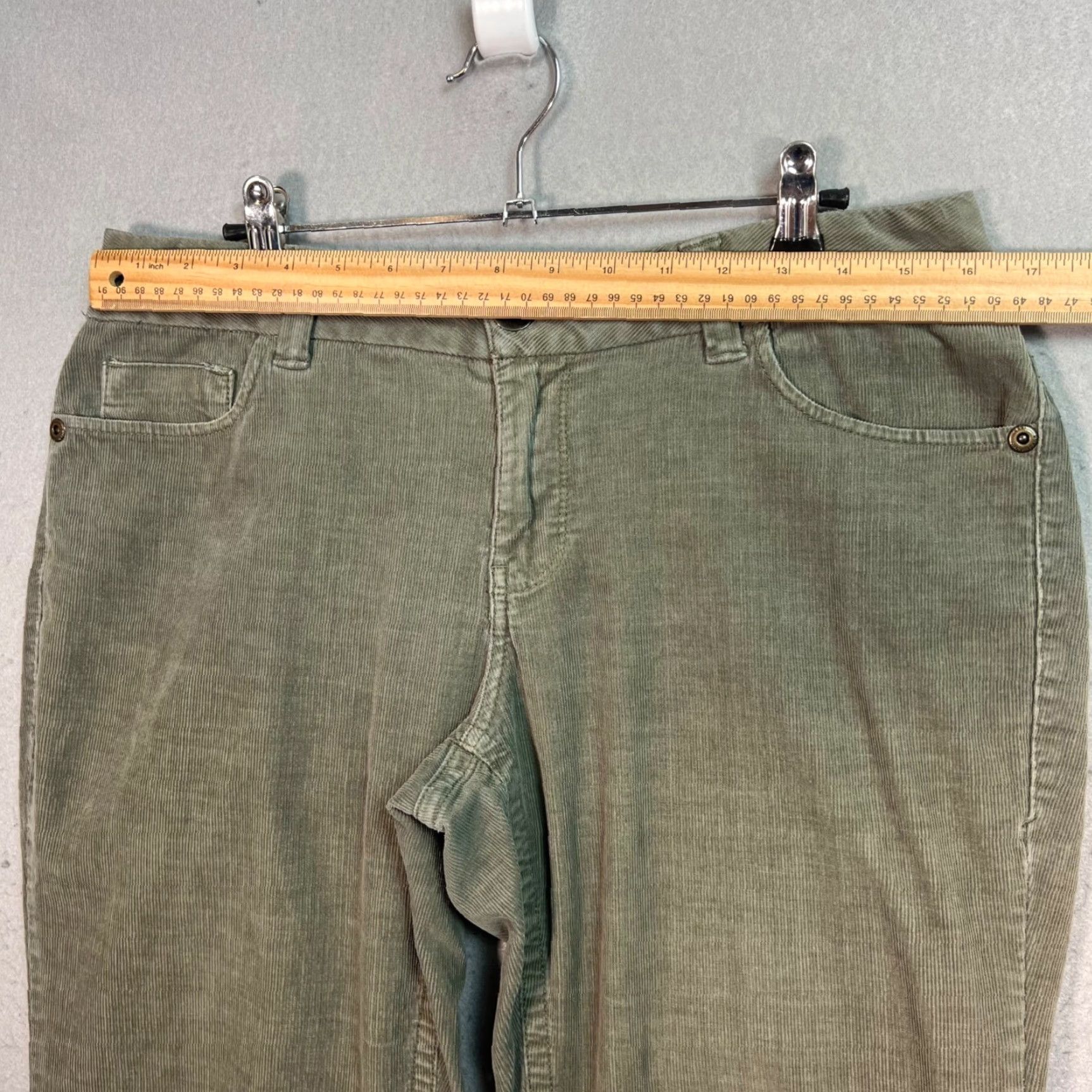 DKNY VINTAGE DKNY Womens Wide Leg Pants Casual Cotton Blend Size 10 Green Chino Size 32" / US 10 / IT 46 - 7 Thumbnail