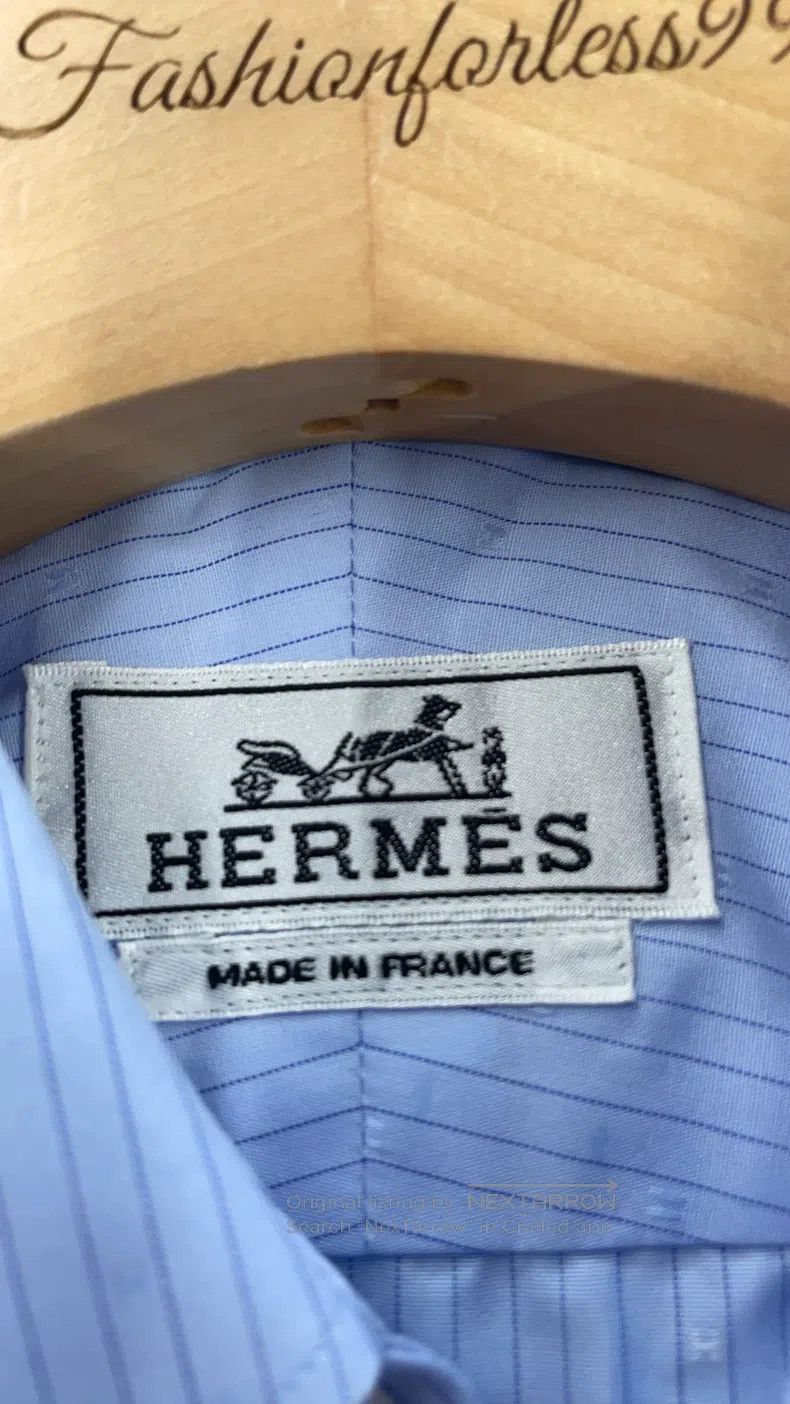 Hermes Hermes size 37 Blue Striped Long Sleeve Shirt Size US M / EU 48-50 / 2 - 3 Thumbnail