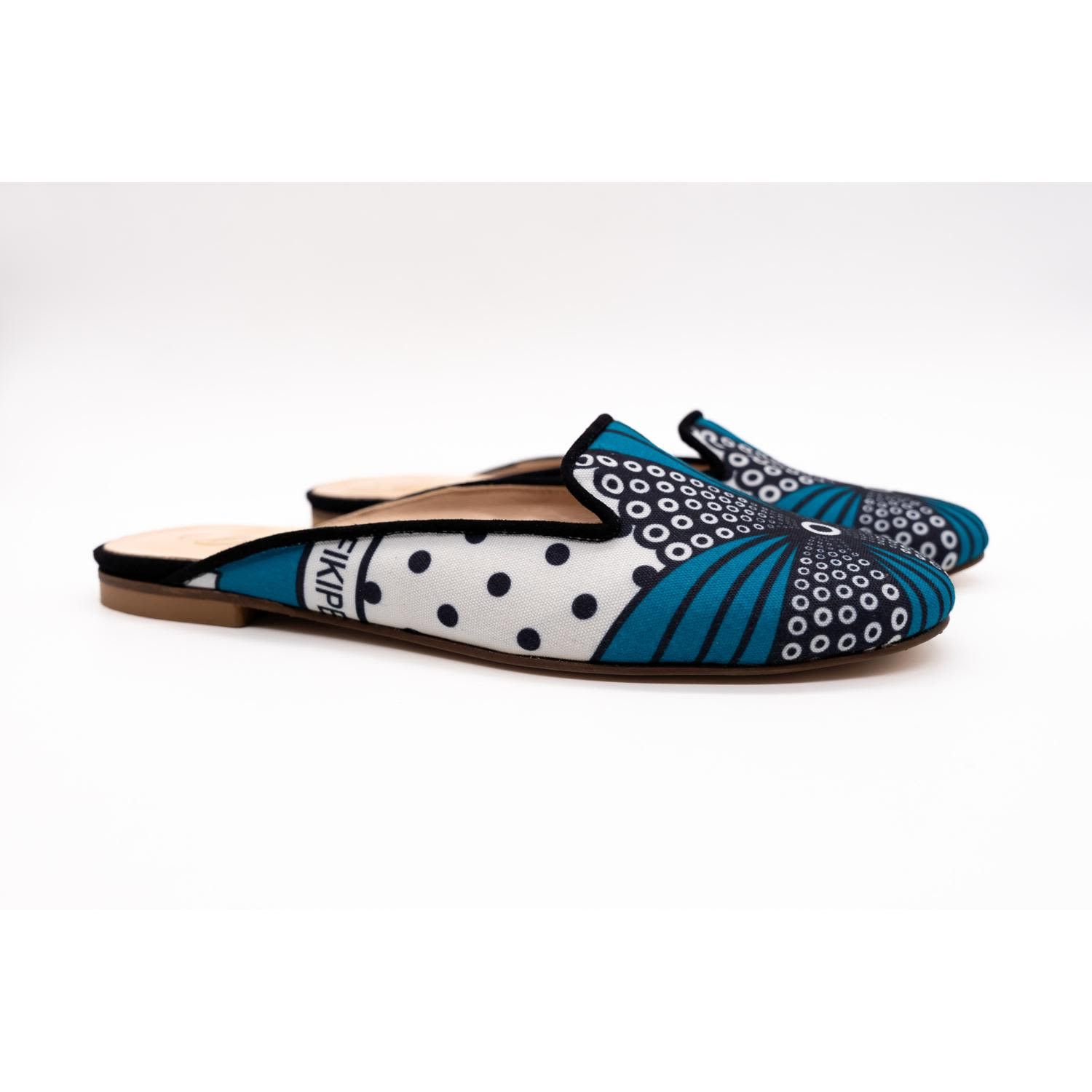 BIZU Chic Mule, Slip on - White & Blue, Made In Italy, Zawadi Size US 8.5 / IT 38.5 - 4 Thumbnail