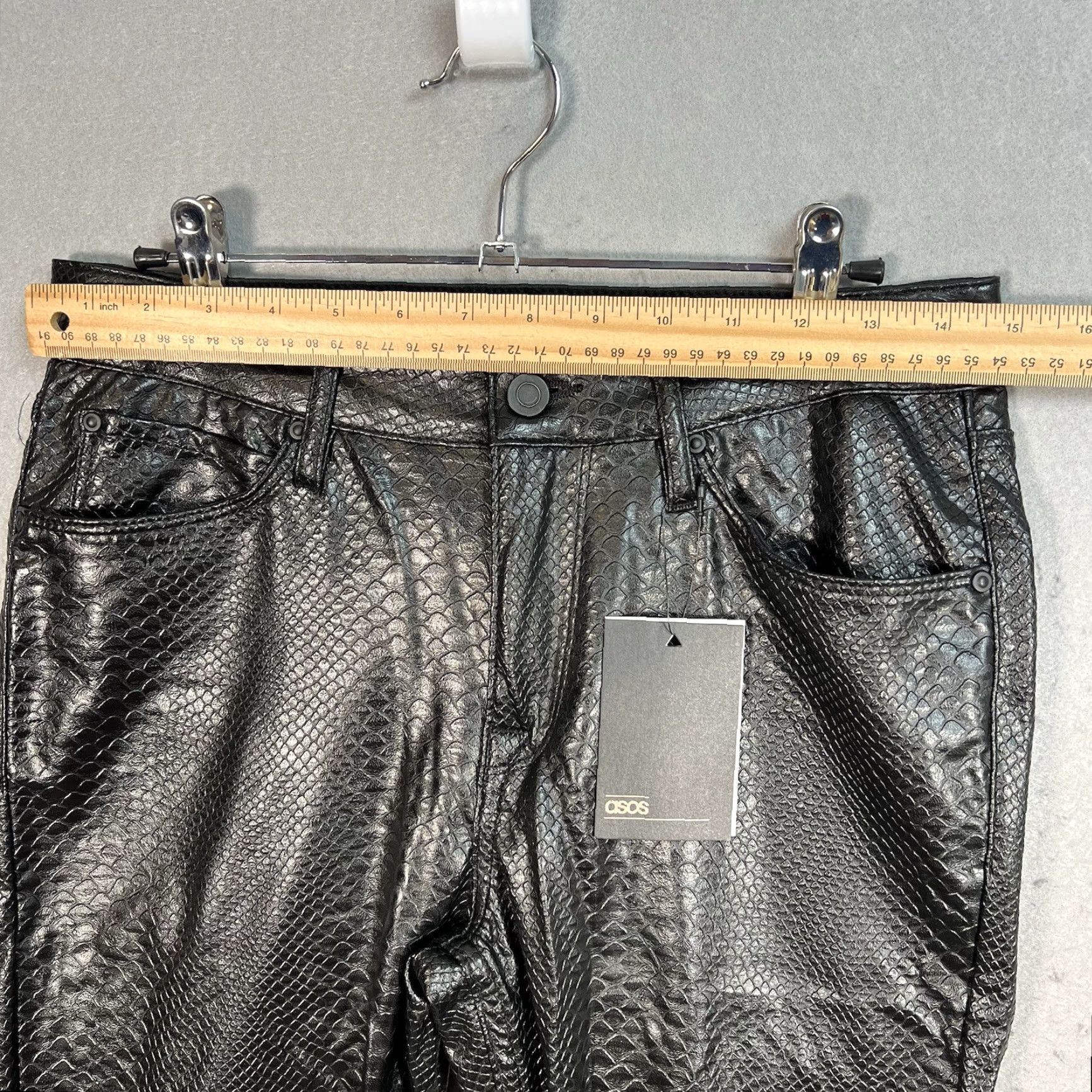 Asos VINTAGE ASOS Snake Skin Pants Womens 30 x 25 Black Skinny Fit Pants Size 30" / US 8 / IT 44 - 3 Thumbnail