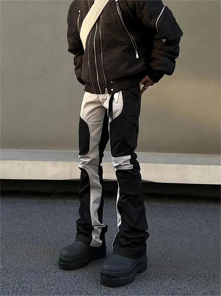 Japanese Brand × Vintage Splicing black and white straight leg pants Size US 32 / EU 48 - 2 Thumbnail