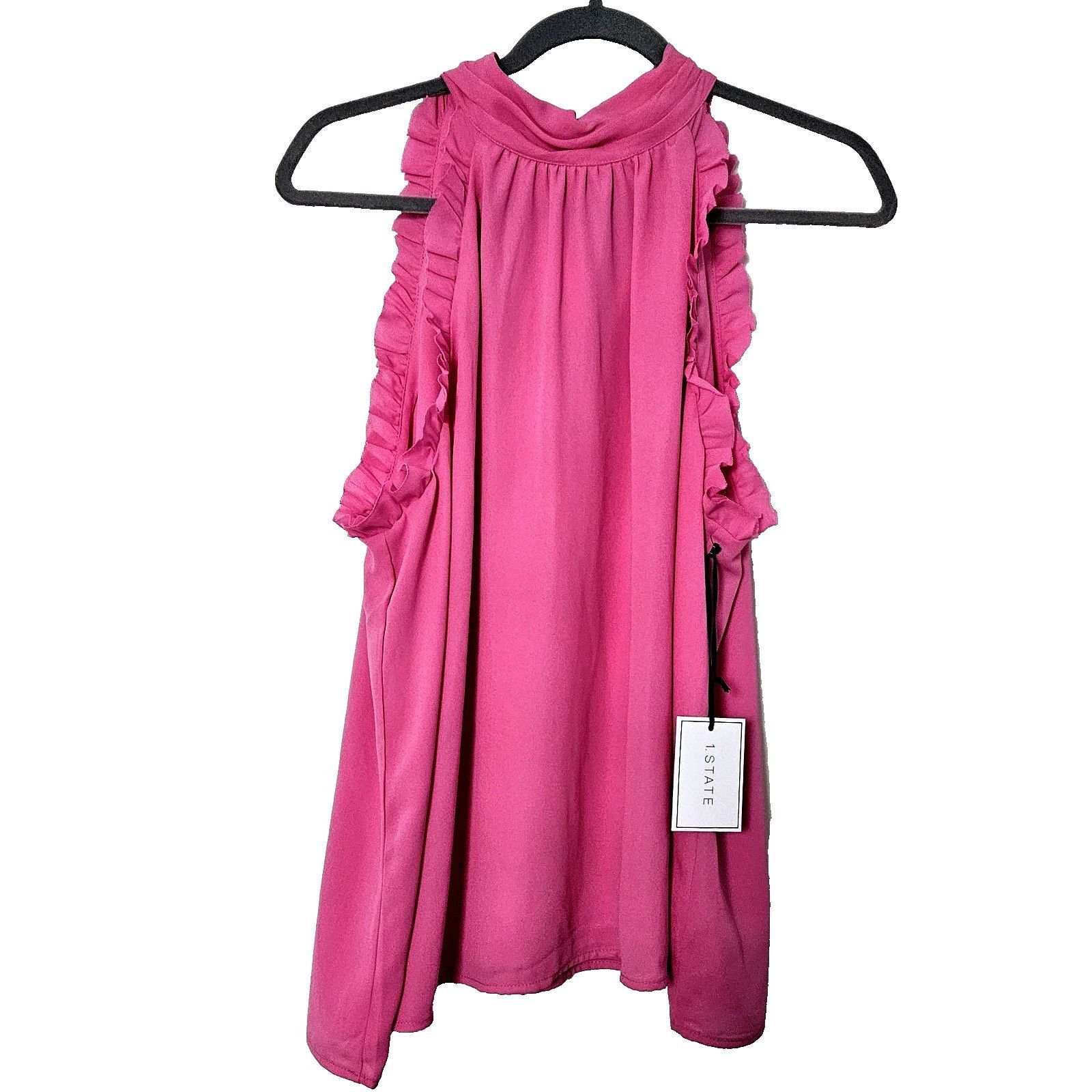 Other 1.State Pink Sleeveless Halter Tie Back Blouse Large Top New Size L / US 10 / IT 46 - 1 Thumbnail