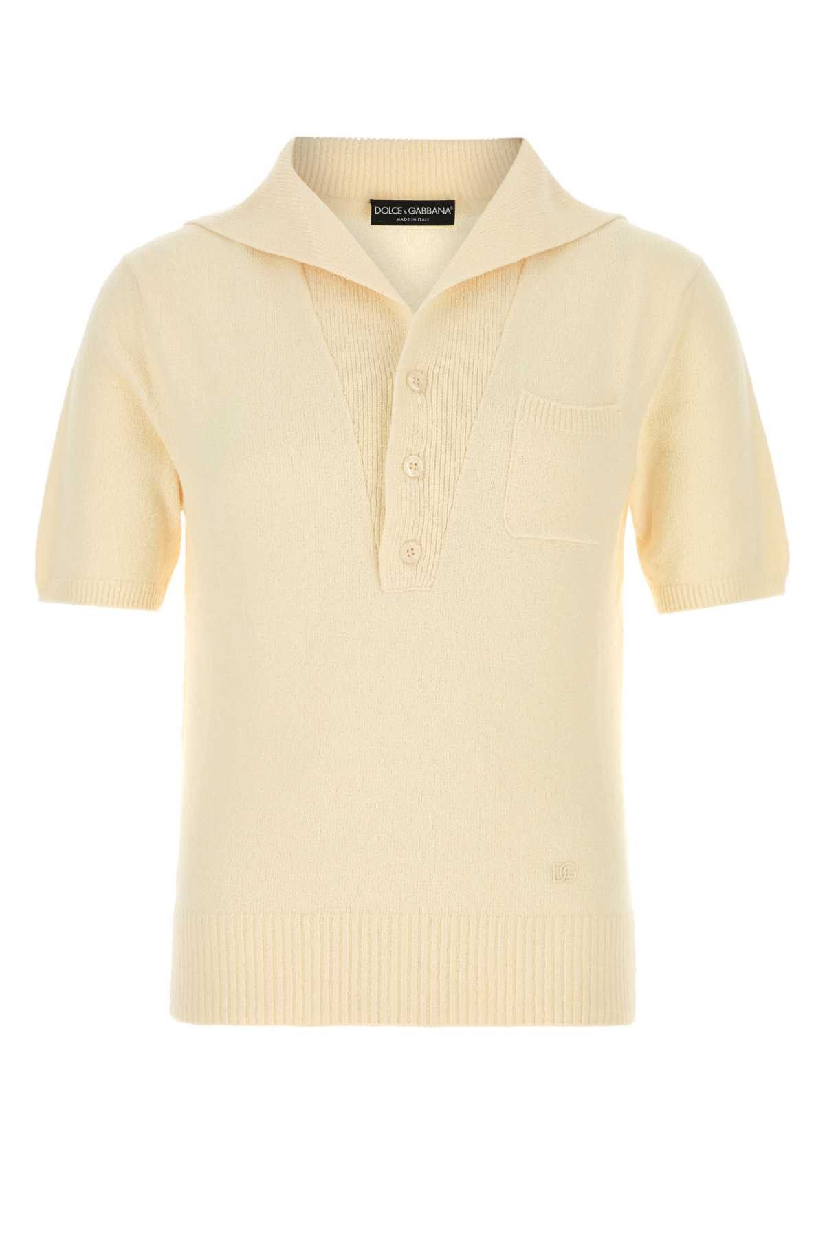 Dolce & Gabbana Cream Cotton Blend Polo Shirt Size US M / EU 48-50 / 2 - 1 Thumbnail