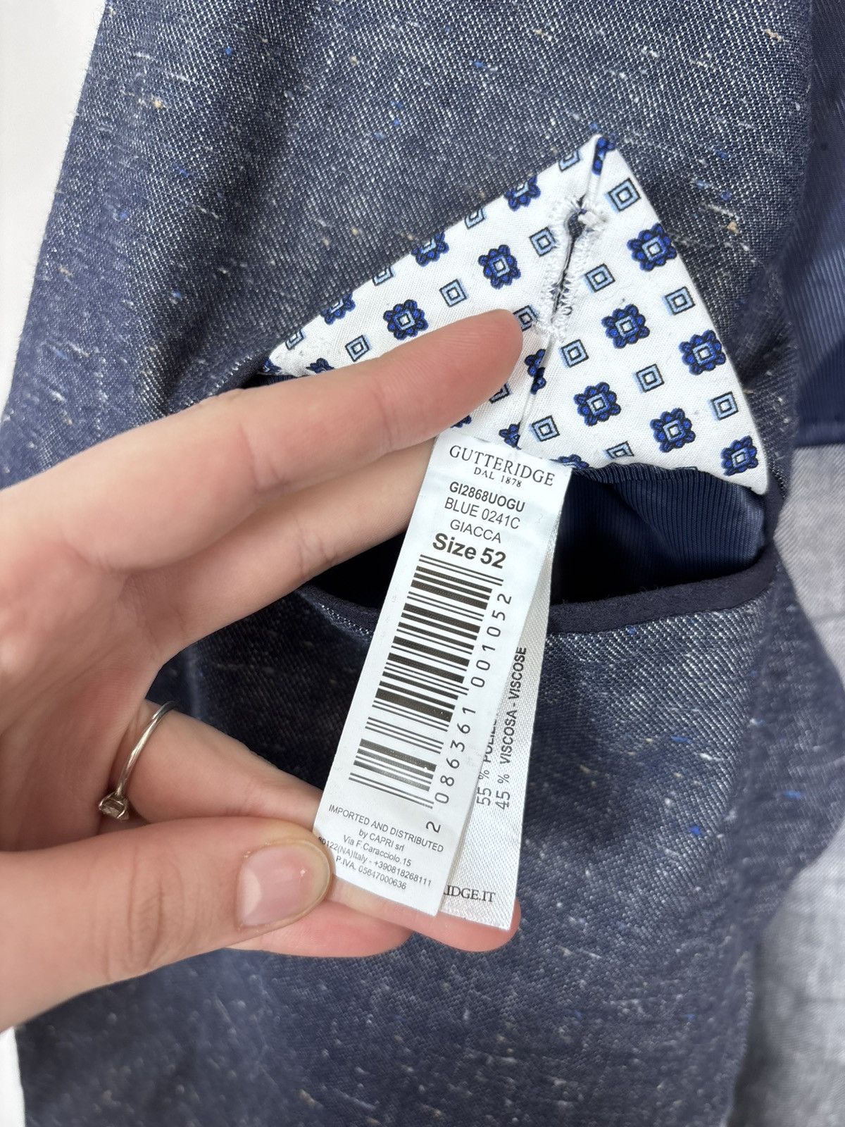 Other Gutteridge Men’s Blue Cotton Linen Silk Blazer Jacket Coat Size 42R - 19 Thumbnail