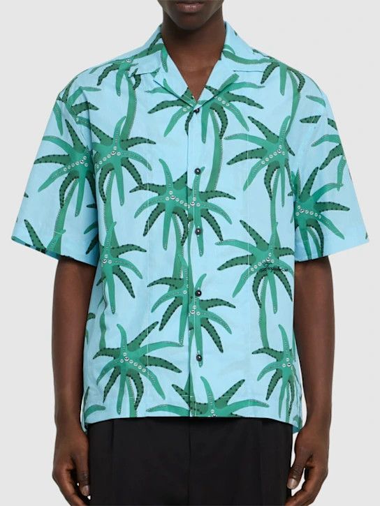 Jacquemus o1lsvrm0425 Chemise Jean Printed SS Shirt in Print Palmtrees Size US M / EU 48-50 / 2 - 3 Thumbnail