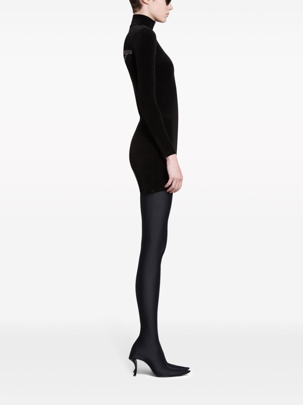 Balenciaga o1mt1gz0125 Handwritten Turtleneck Dress in Black Size XL / US 12-14 / IT 48-50 - 3 Thumbnail