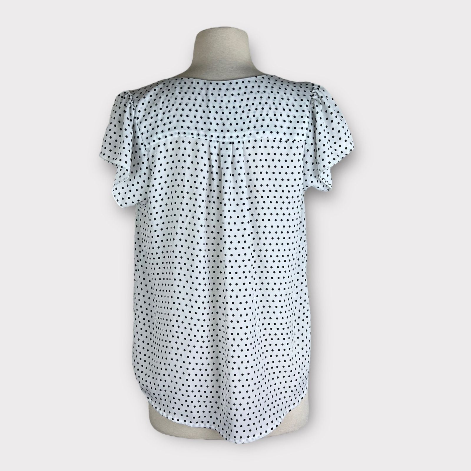 Anthropologie Madison Jules | Mirco Dots Flutter Sleeve Blouse | Medium Size M / US 6-8 / IT 42-44 - 3 Thumbnail