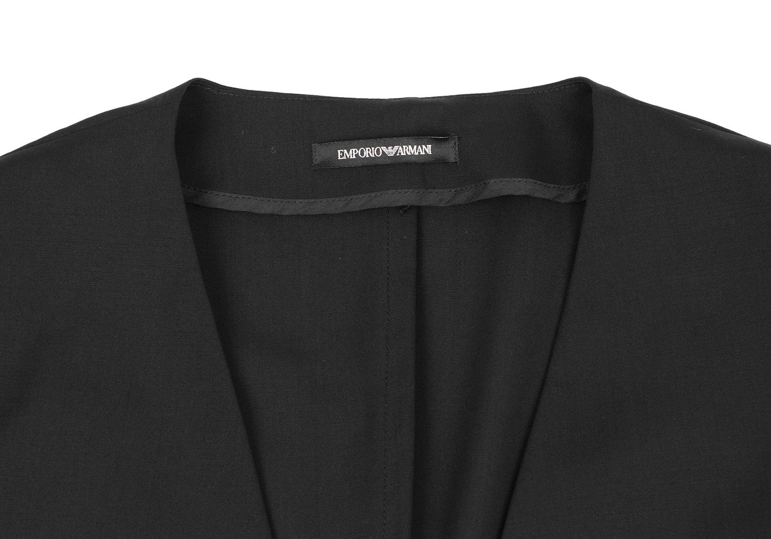 Emporio Armani Wool 1-Button No-Collar Jacket in Black Size 48 Size US M / EU 48-50 / 2 - 2 Thumbnail