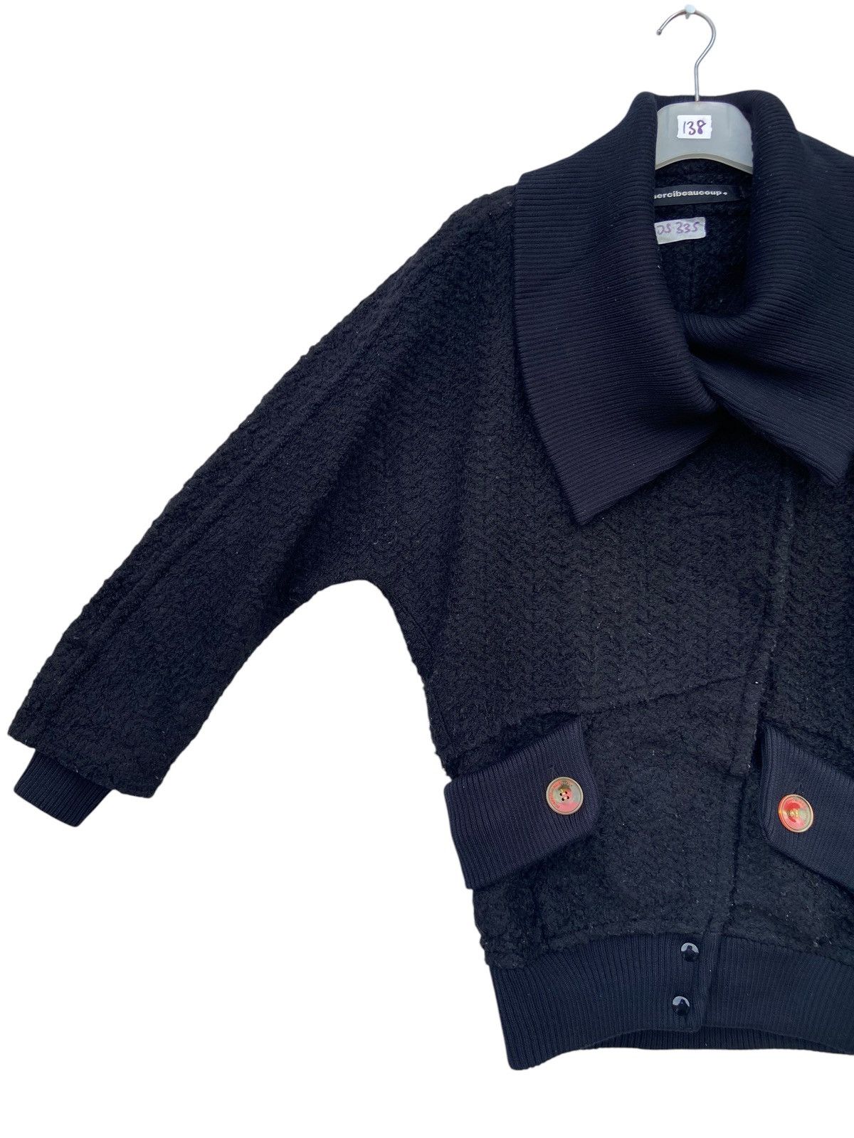 Issey Miyake Mercibeaucoup Black Textured Knit Shawl Collar Jacket Size US M / EU 48-50 / 2 - 12 Thumbnail