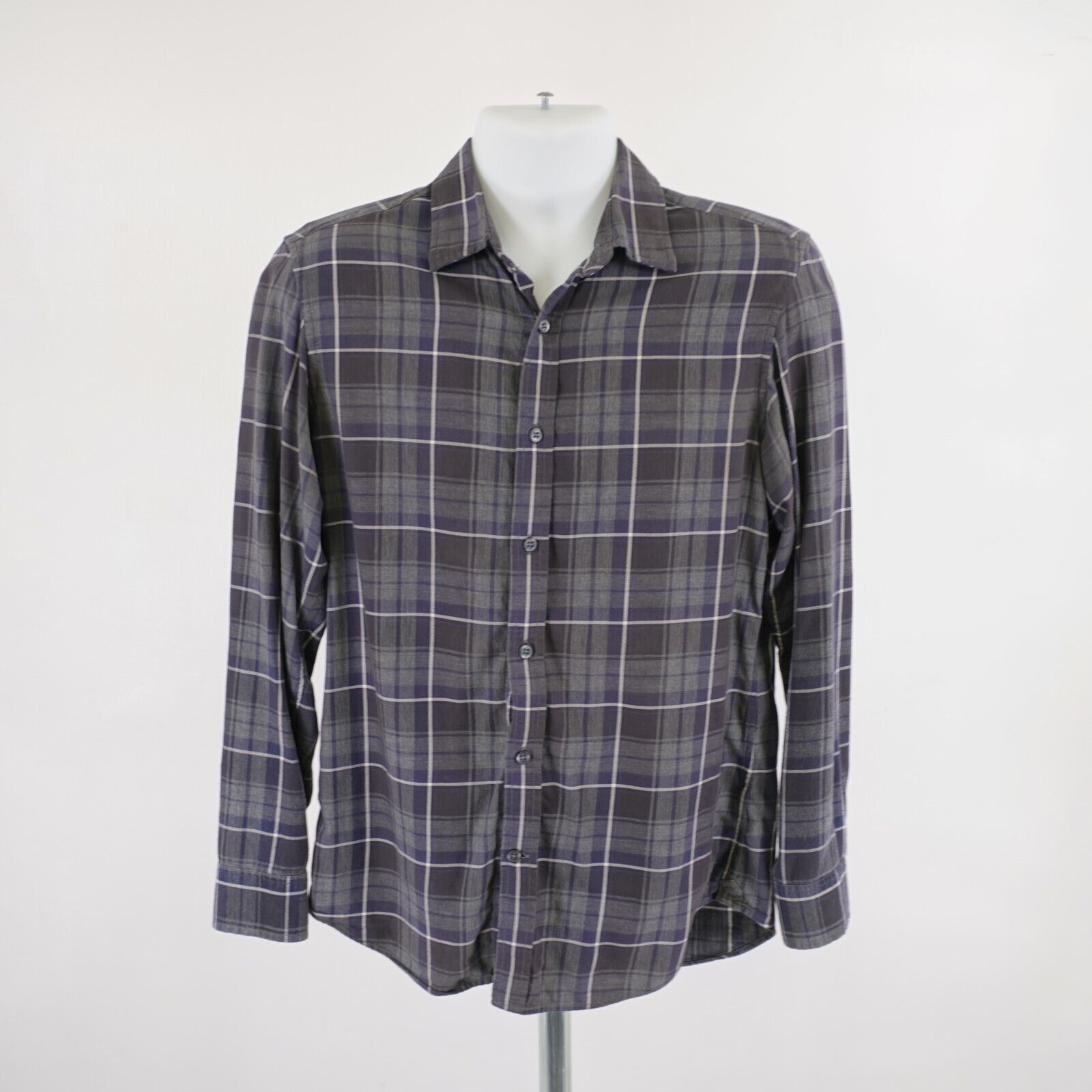 Banana Republic Banana Republic Blue Gray Flannel Plaid Small 14-14.5 Collar Size US S / EU 44-46 / 1 - 5 Thumbnail