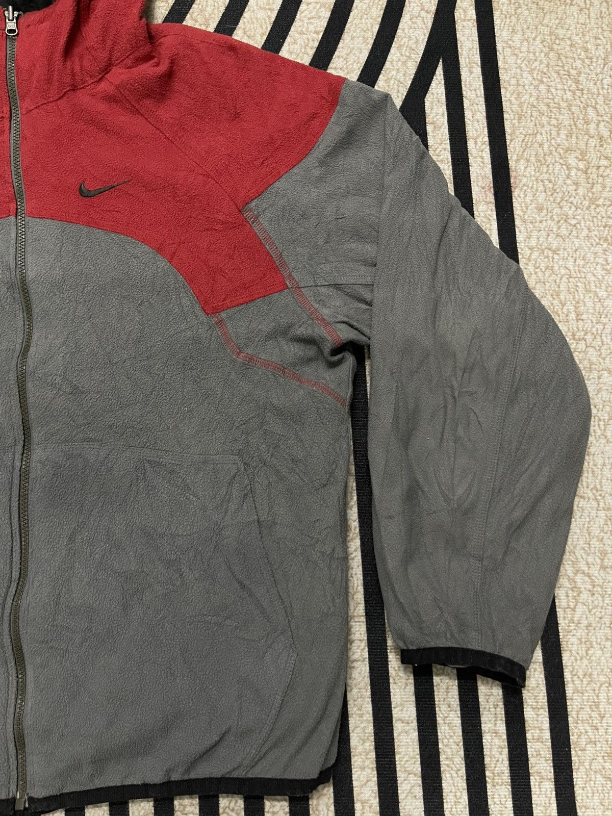 Nike × Vintage 2000s NIKE REVERSIBLE NYLON/FLEECE HOODIE ZIPPER JACKET Size US M / EU 48-50 / 2 - 21 Thumbnail