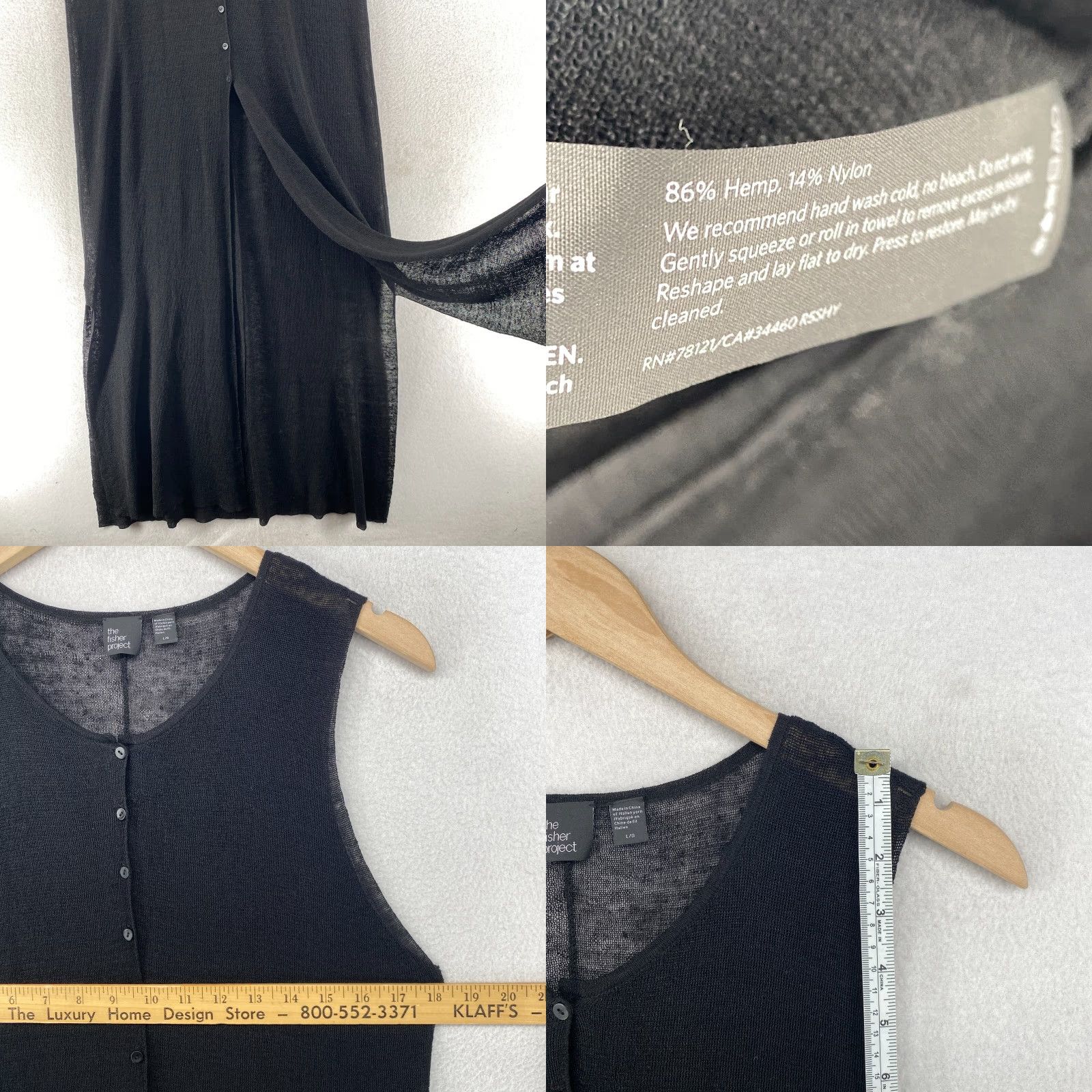 VINTAGE EILEEN FISHER Sweater Vest Women Large Maxi Hemp Knit