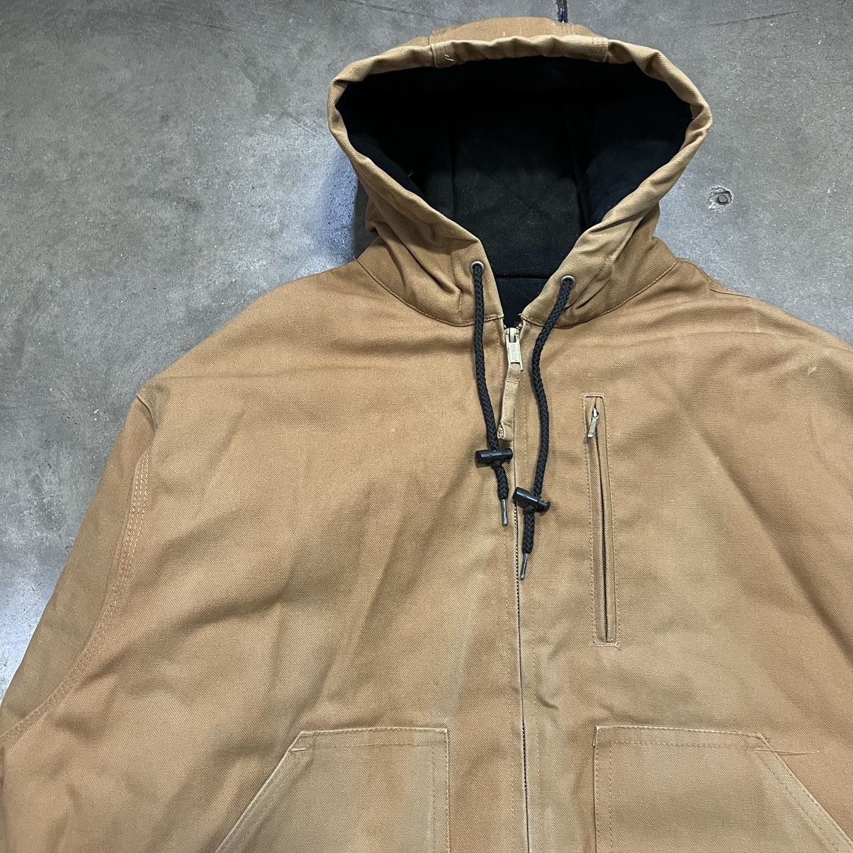 Vintage × Walls Walls Workwear Canvas Jacket Hooded Active Zip Up Faded Boxy Size US XL / EU 56 / 4 - 4 Thumbnail