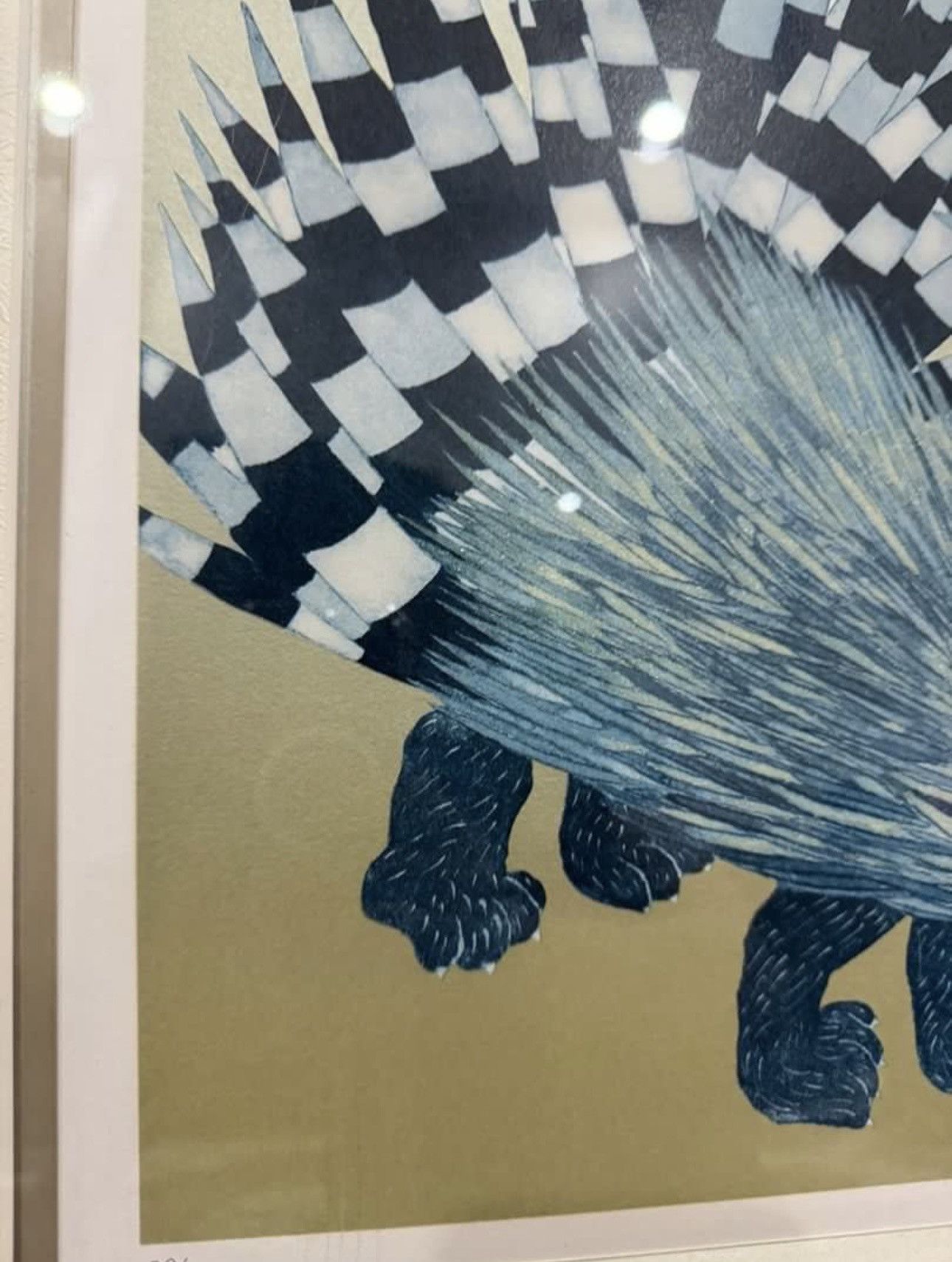 Vintage JUNJI KAWASHIMA 1990s PORCUPINE PAINTING 29/200 Size ONE SIZE - 5 Thumbnail