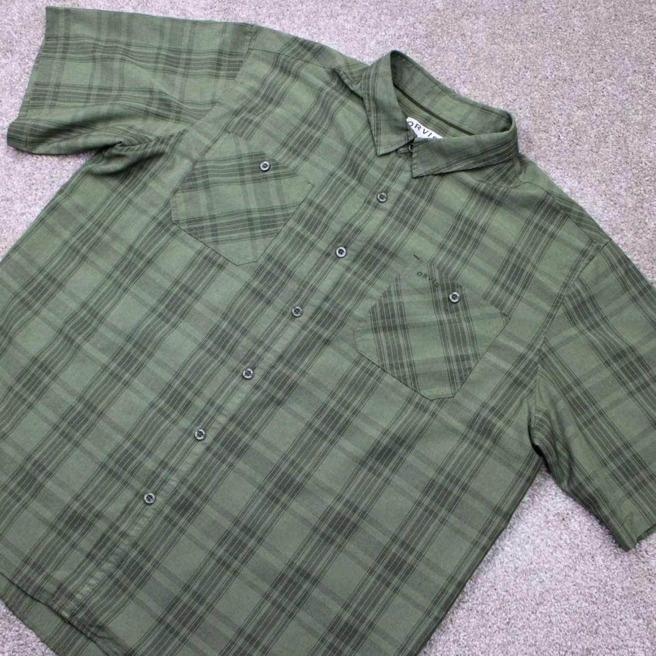 Orvis Orvis Shirt Mens 2XL Green Quick Dry Short Sleeve Button-Up Pockets Polyester Sportsman Theme Classic Outdoor Size US XXL / EU 58 / 5 - 3 Thumbnail