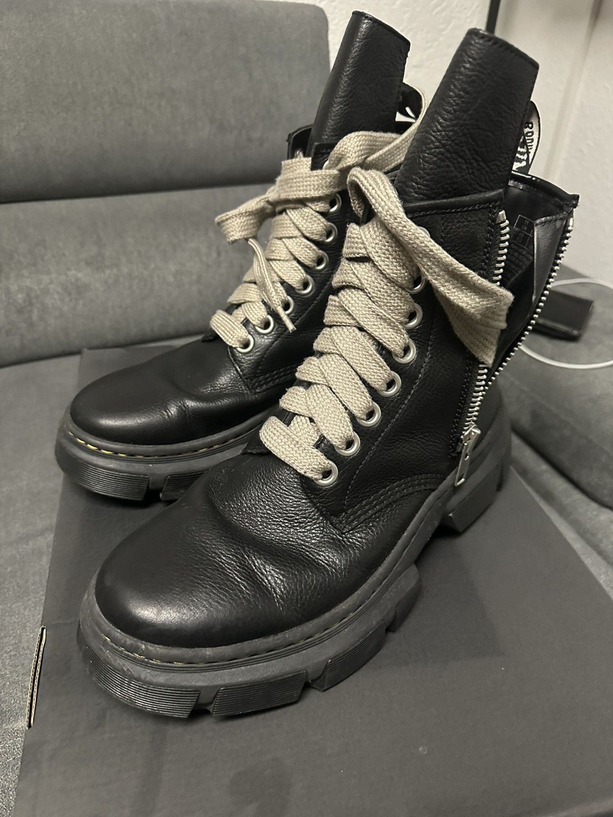 Dr. Martens × Rick Owens RICK OWENS X DR. MARTENS 1460 DMXL JUMBO LACE BOOT Size US 12.5 / EU 45-46 - 5 Thumbnail