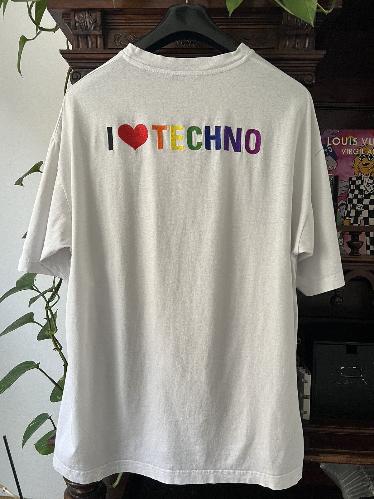 Image of Balenciaga I Love Techno Tshirt in White, Men's (Size XL)