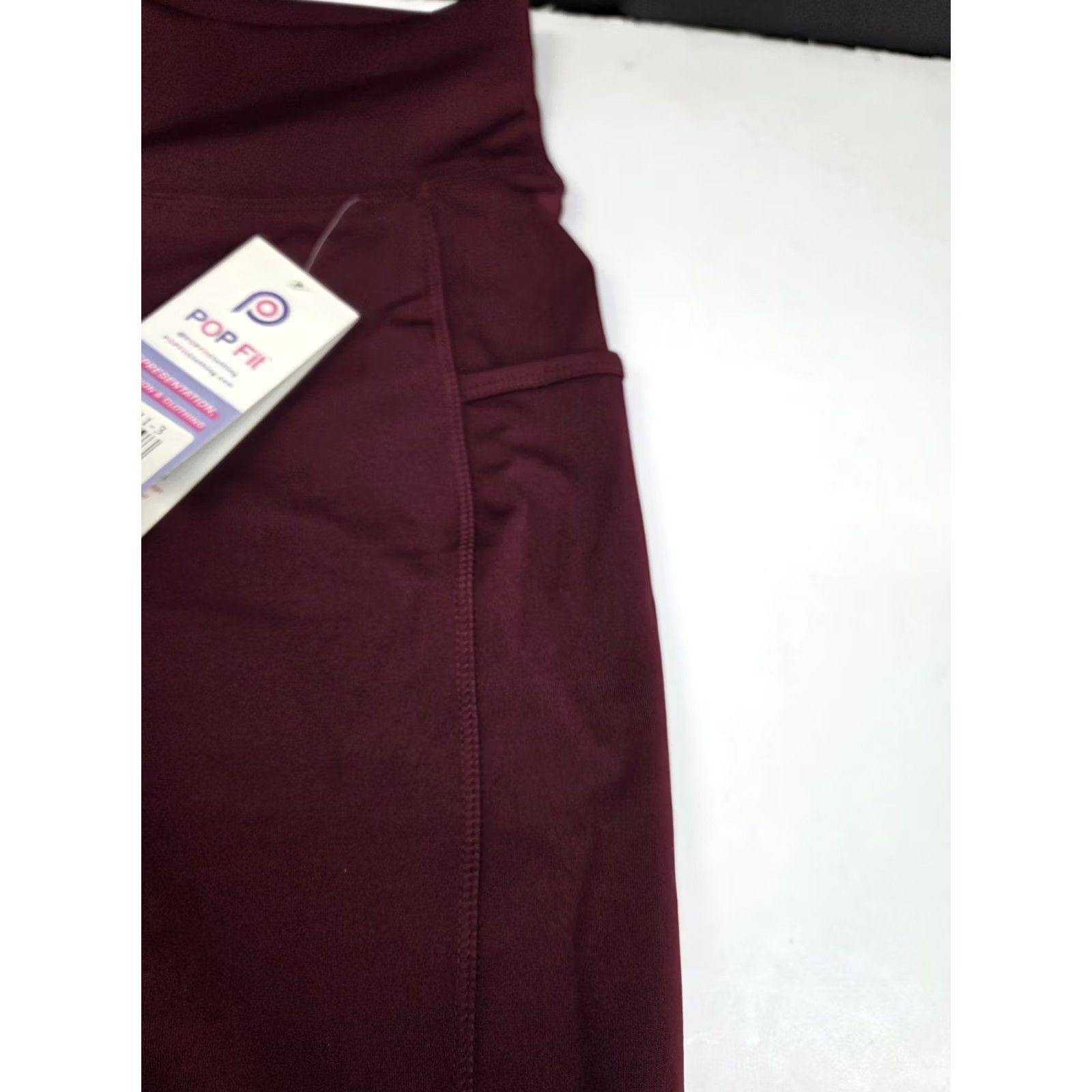 Vintage POP Fit Woman’s Leggings Capri Maroon High Rise Pockets Stretch Activewear Casual M Size 32" / US 10 / IT 46 - 6 Thumbnail