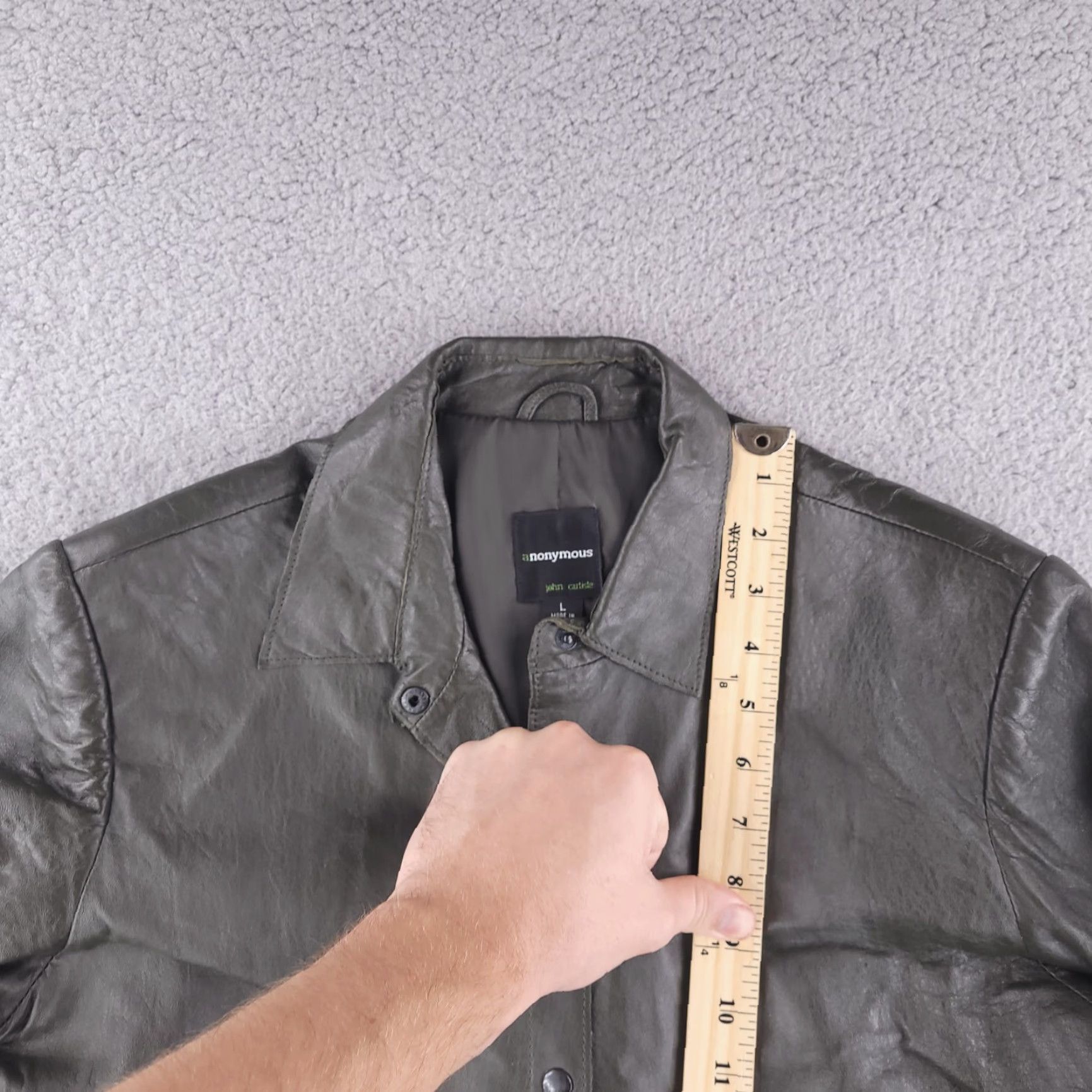 Anonymous Ism Anonymous Leather Jacket Womens L Green Dark Olive Real Genuin Jacket - Basic Style, Regular Size, No Vintage, Womens, Leather Outer Shell Size L / US 10 / IT 46 - 6 Thumbnail