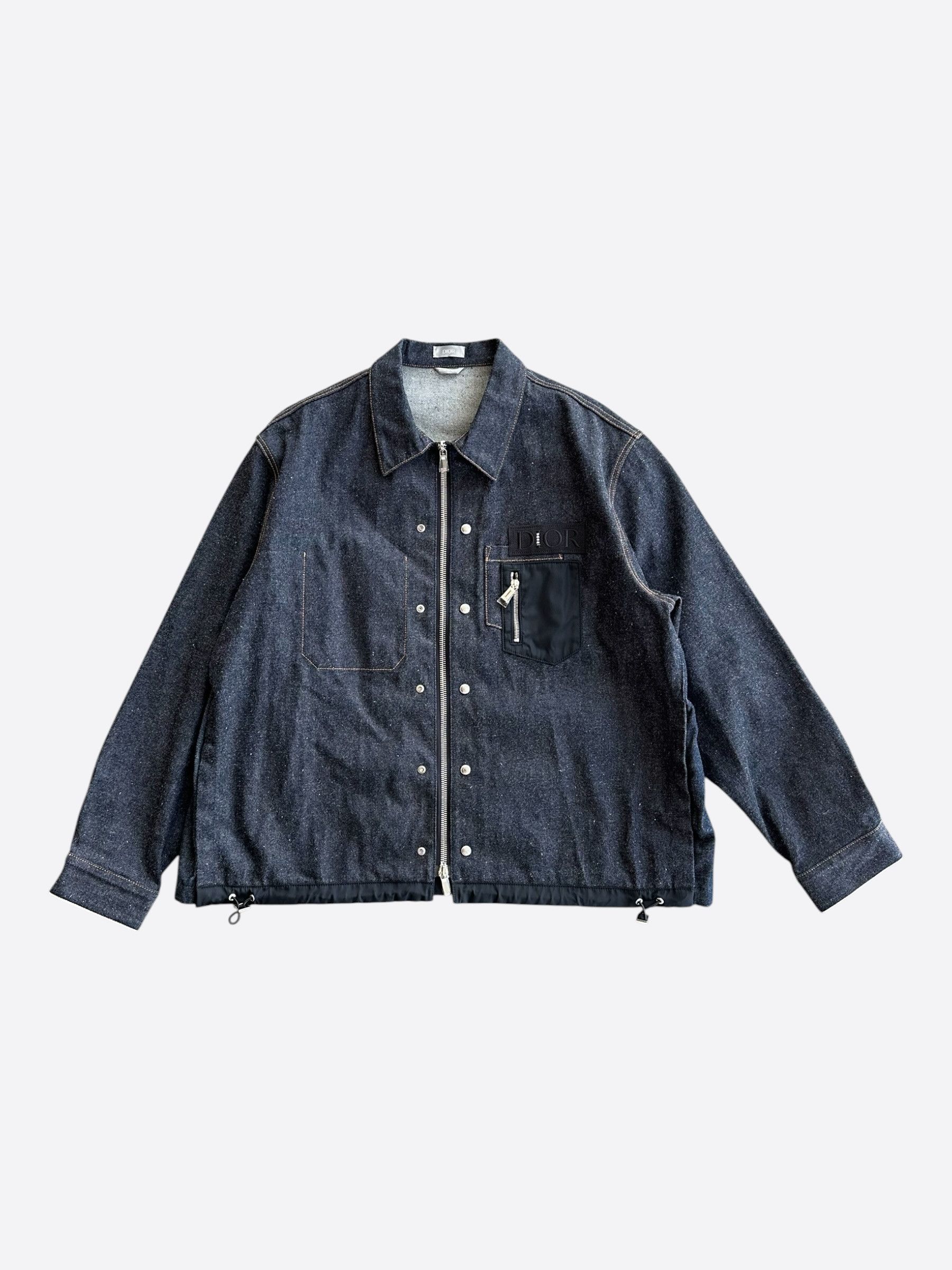 Dior Dior Sacai Blue & Black Embroidered Logo Denim Jacket Size US XXL / EU 58 / 5 - 1 Thumbnail