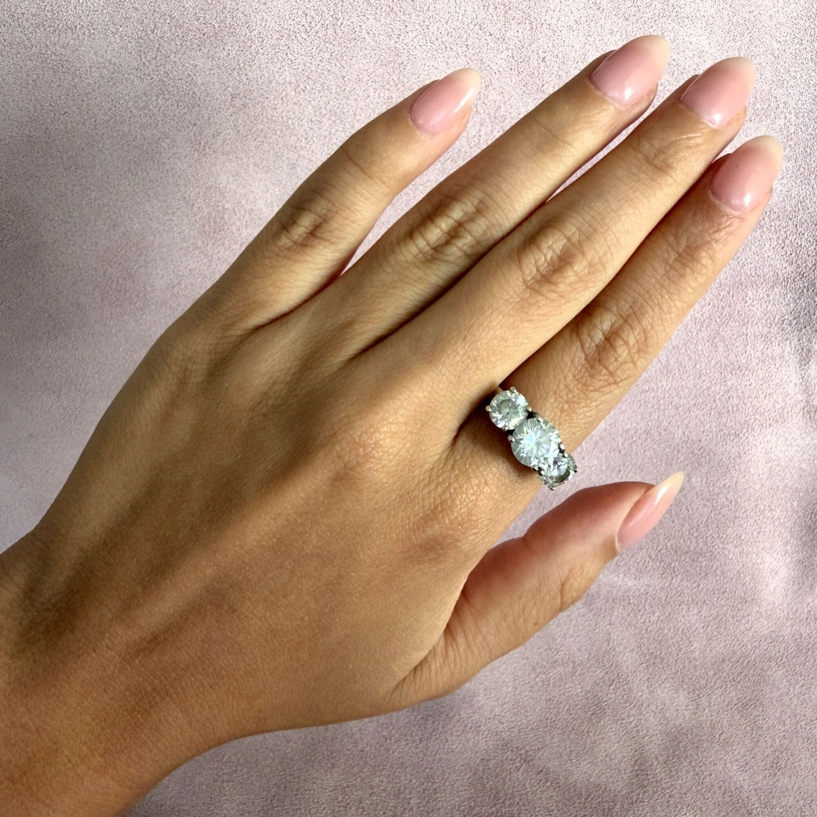 Sterling Silver sterling silver round-cut cz trio ring size 8 Size ONE SIZE - 2 Thumbnail